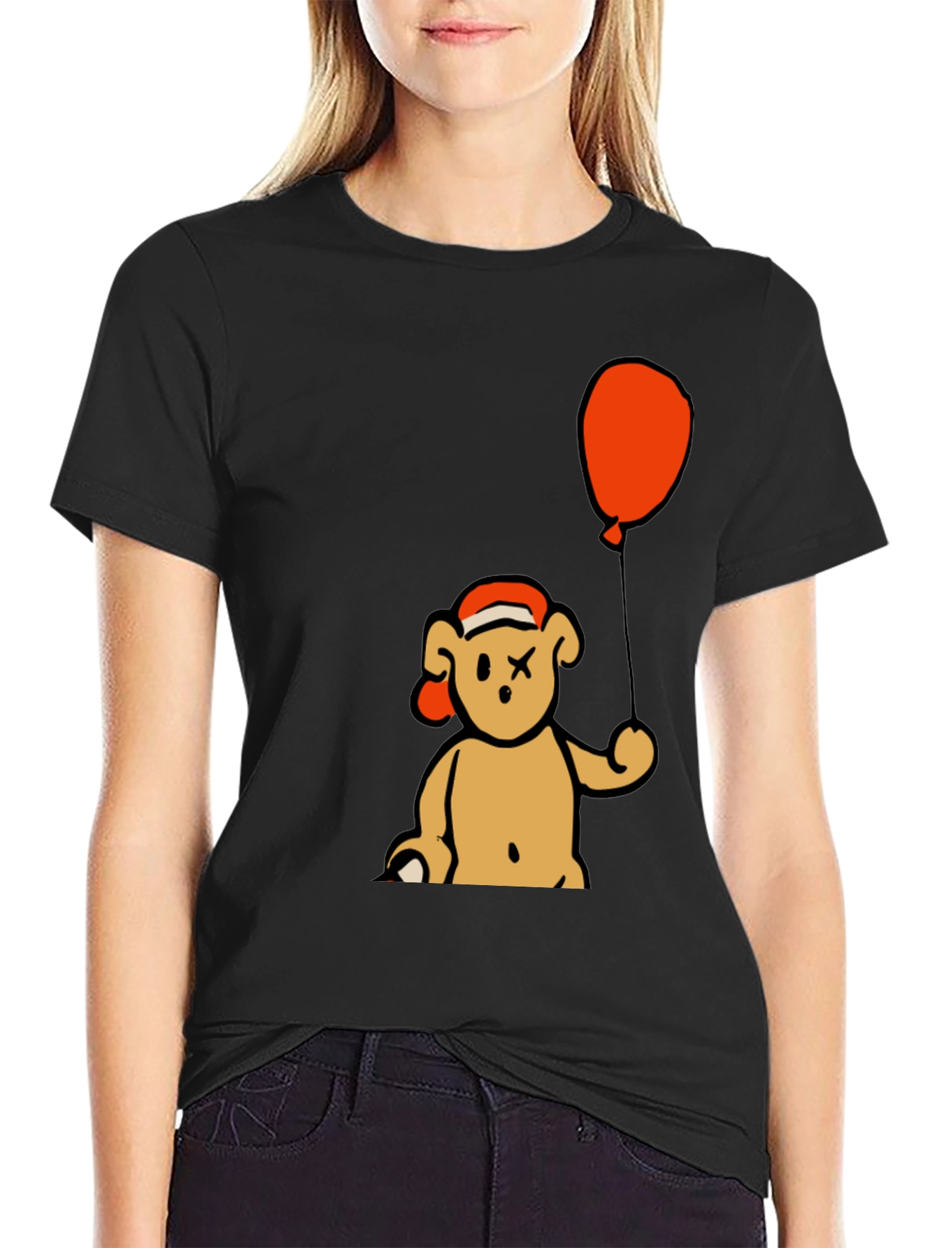 Bear Balloon Graphic Tee - Black