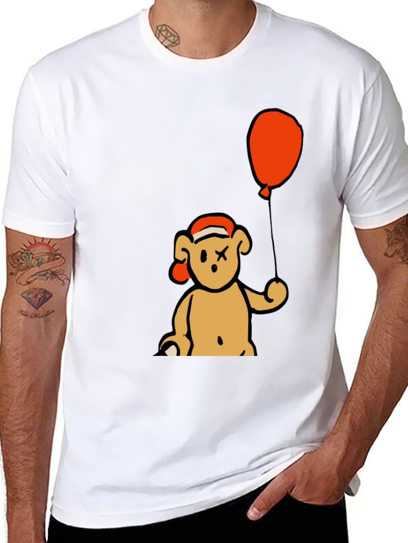 Bear Balloon Graphic Tee - Black