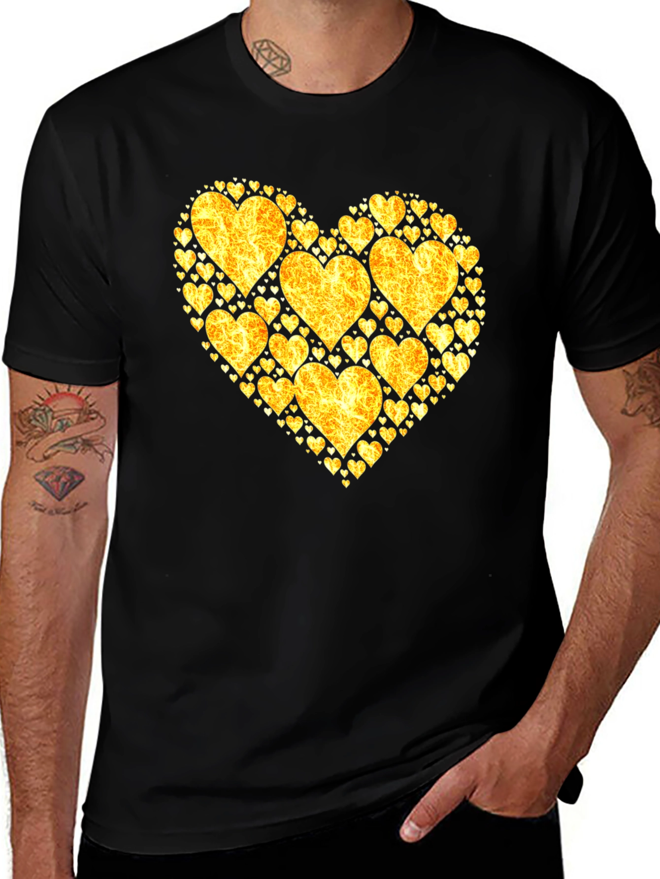 Heart of Gold Graphic Tee - Black Cotton Shirt