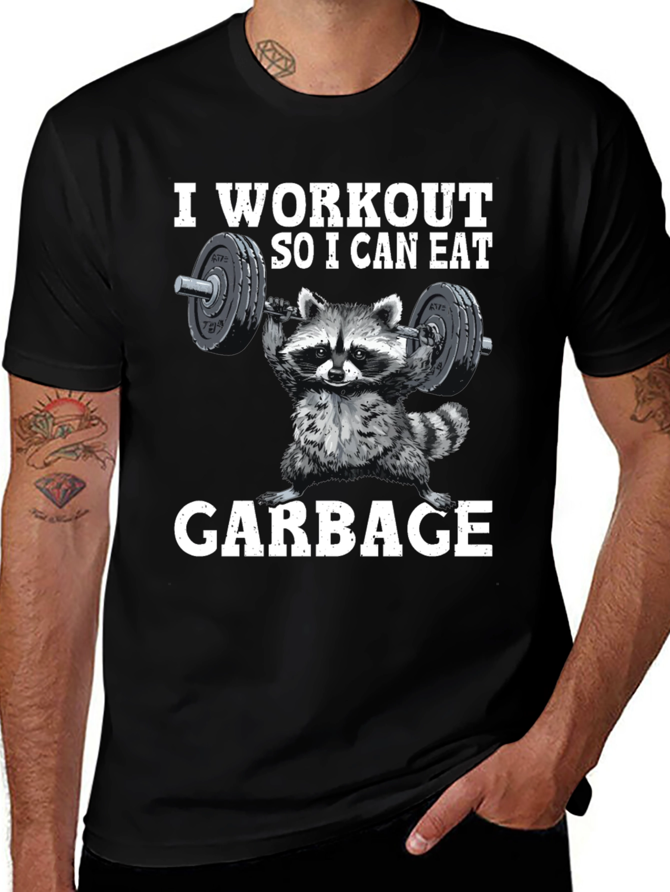 Workout Raccoon T-Shirt - Eat Garbage Gym Tee