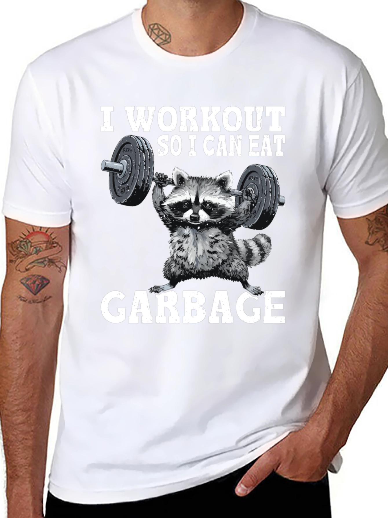 Workout Raccoon T-Shirt - Eat Garbage Gym Tee