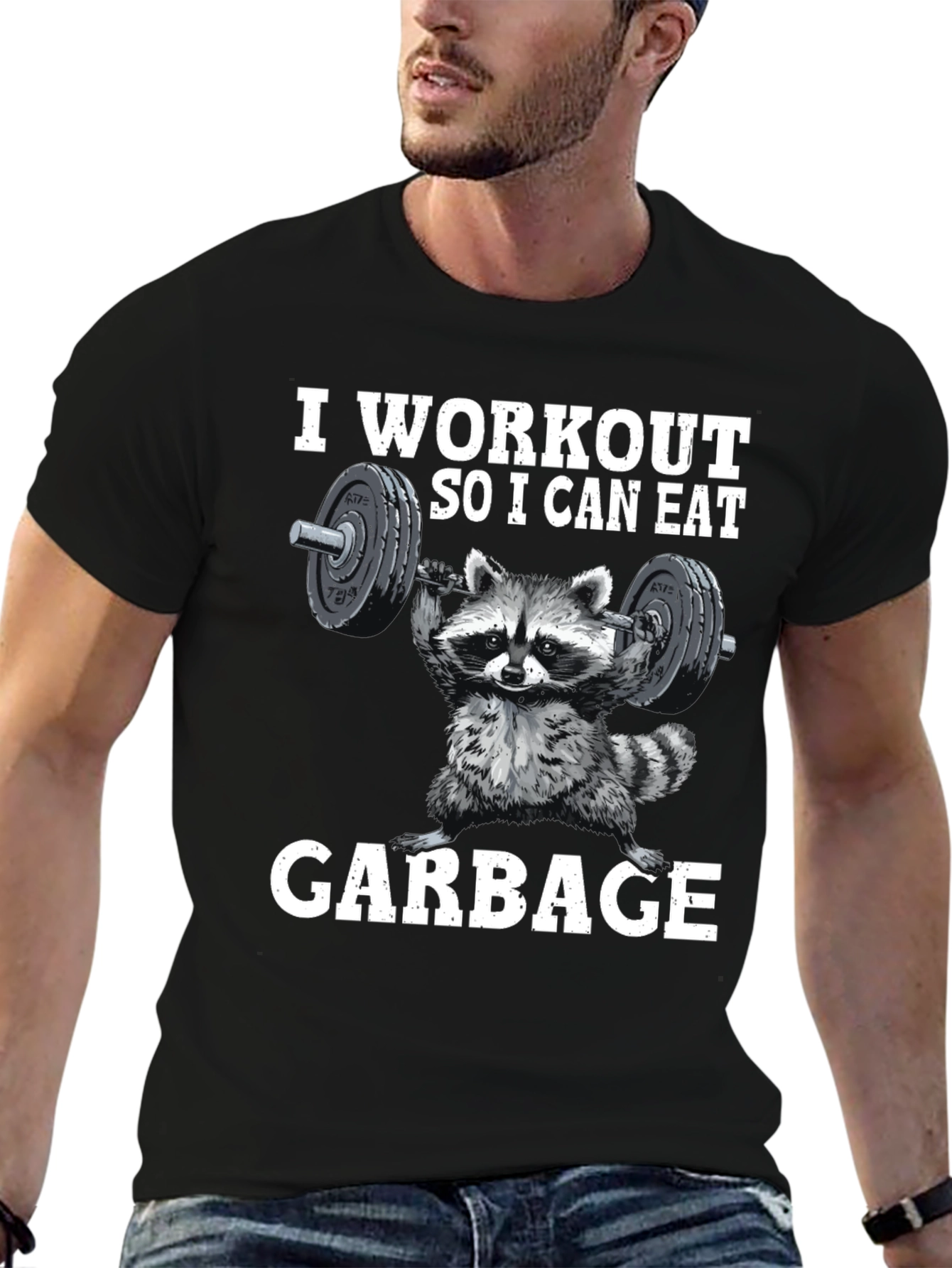 Workout Raccoon T-Shirt - Eat Garbage Gym Tee
