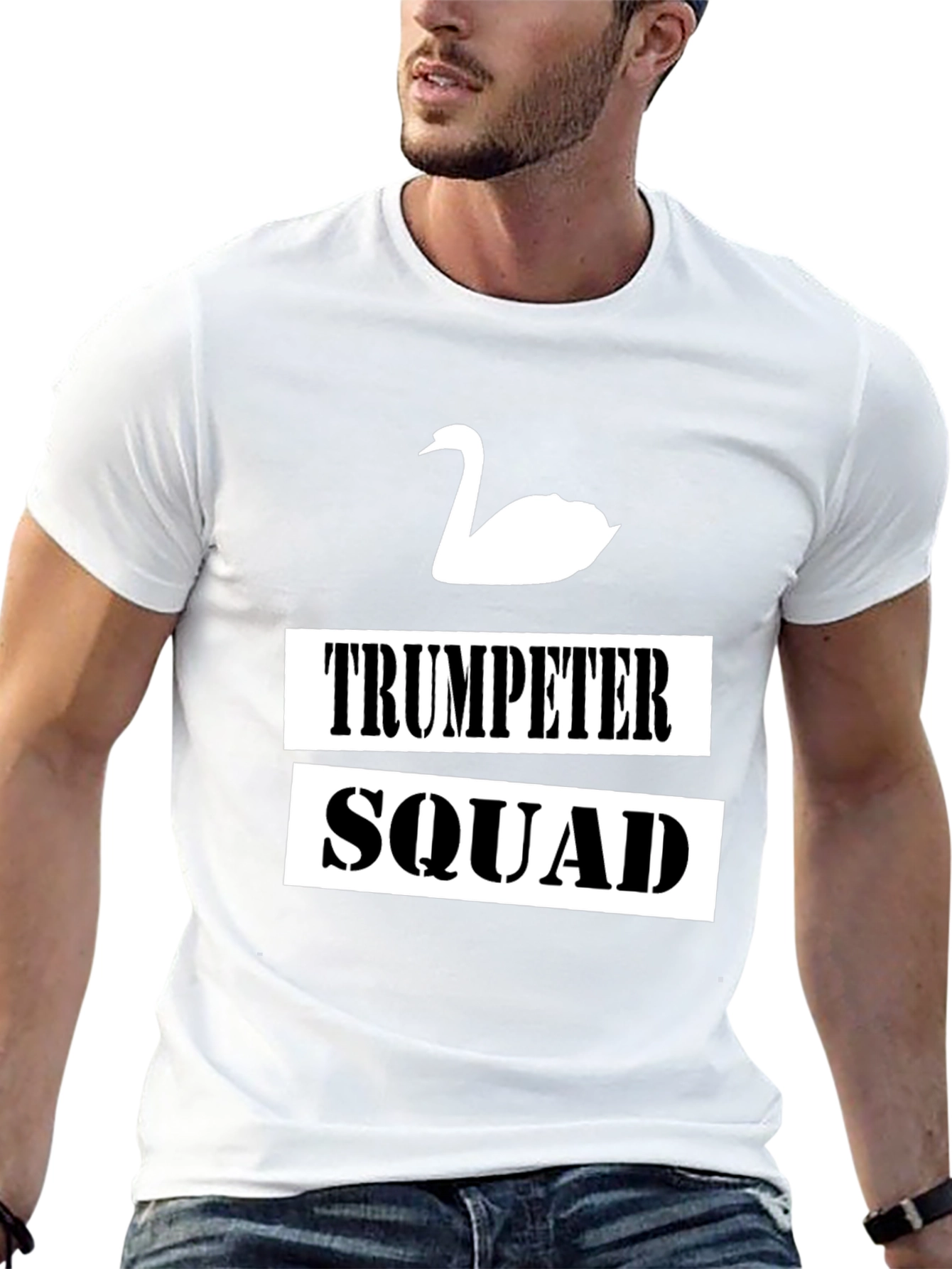 Trumpeter Swan Squad Graphic T-Shirt - Black Cotton Tee