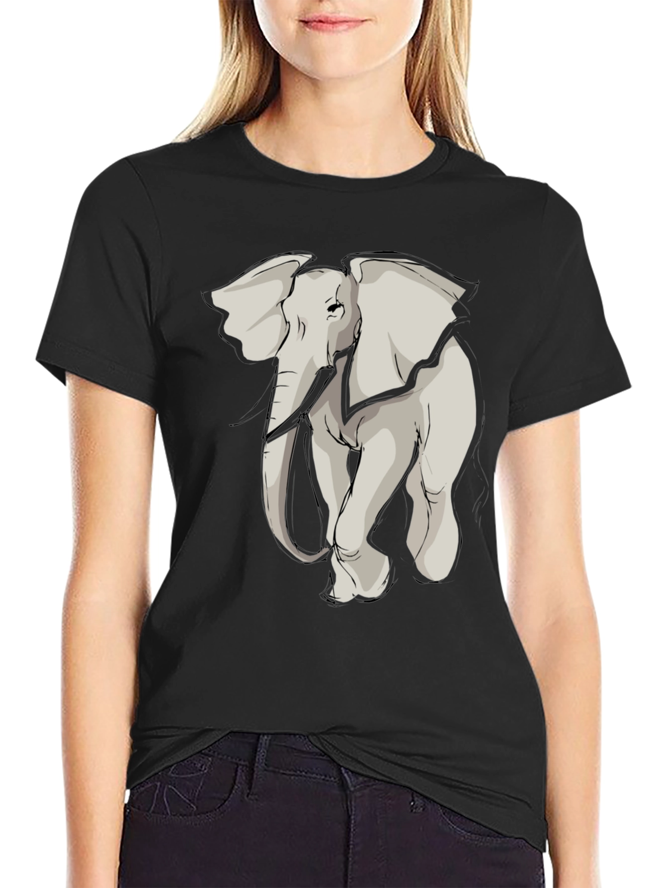 Elephant Graphic Tee - Stylish Mens Black T-Shirt
