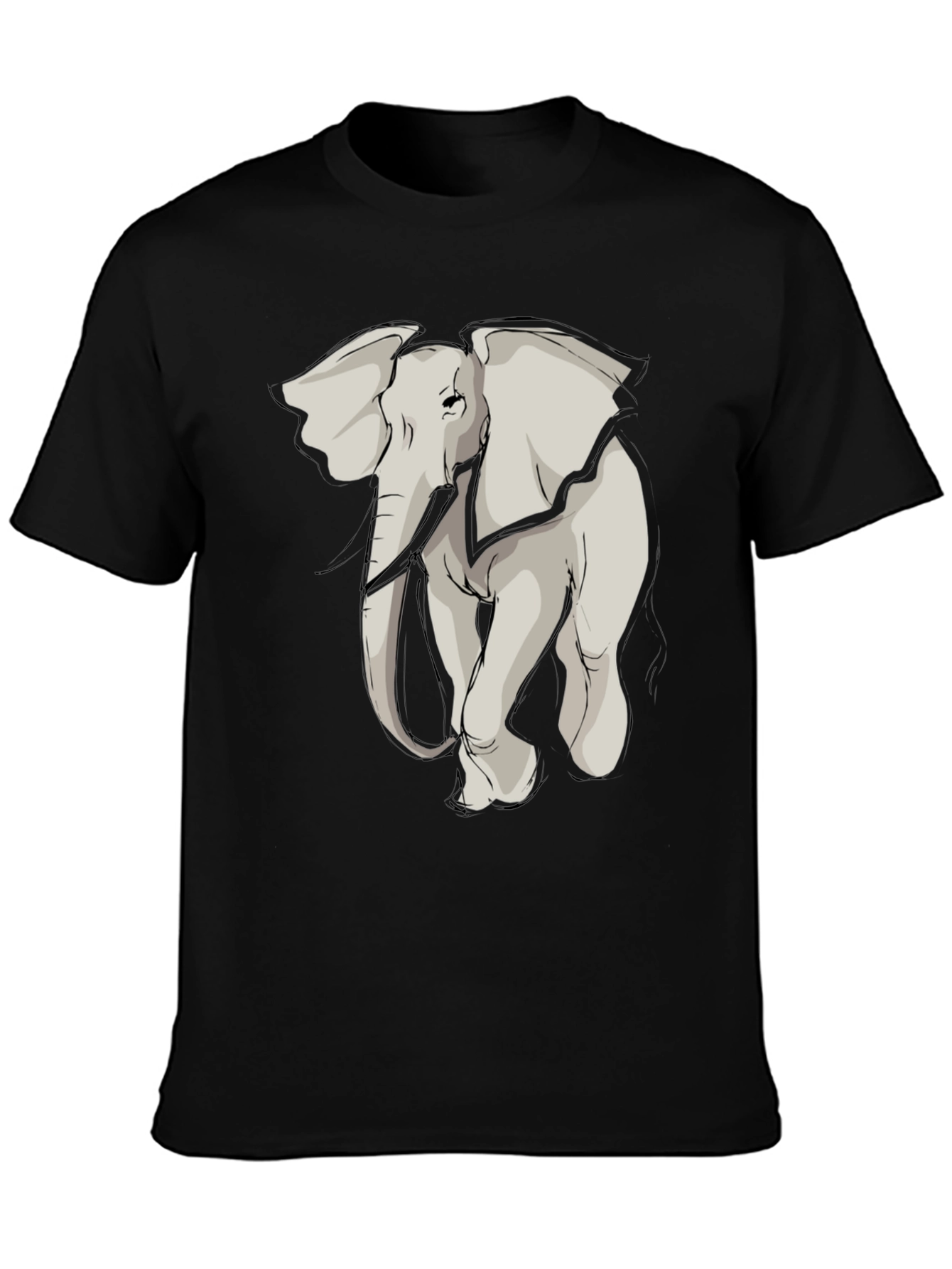 Elephant Graphic Tee - Stylish Mens Black T-Shirt