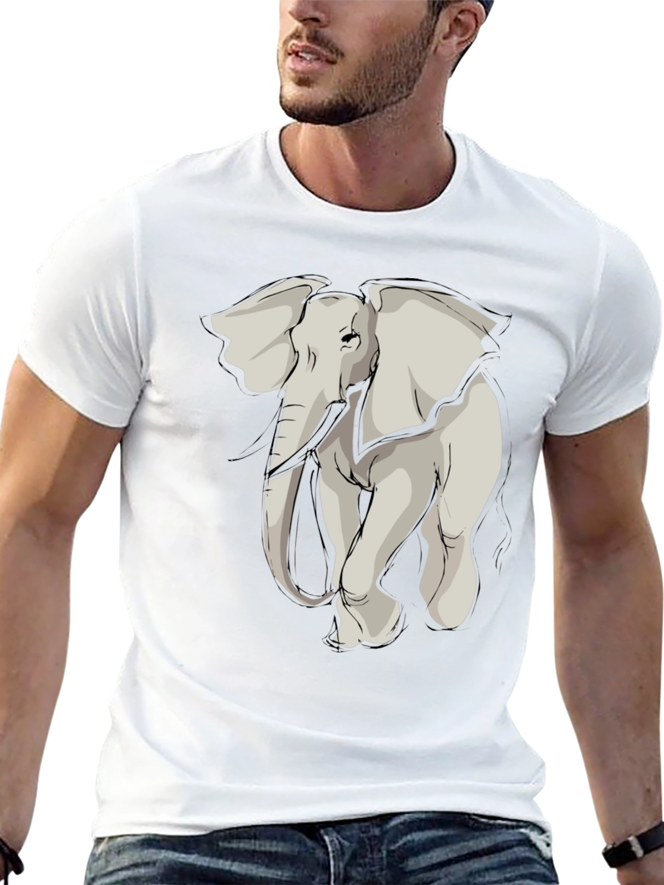 Elephant Graphic Tee - Stylish Mens Black T-Shirt