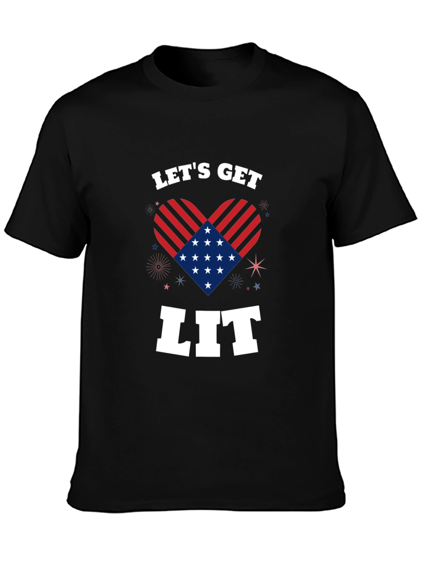 Lets Get Lit Patriotic Heart Graphic Tee