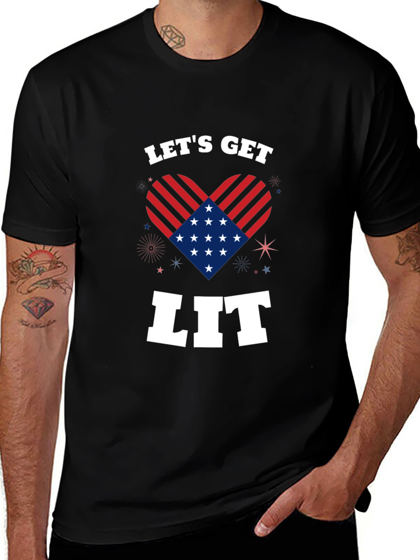 Lets Get Lit Patriotic Heart Graphic Tee