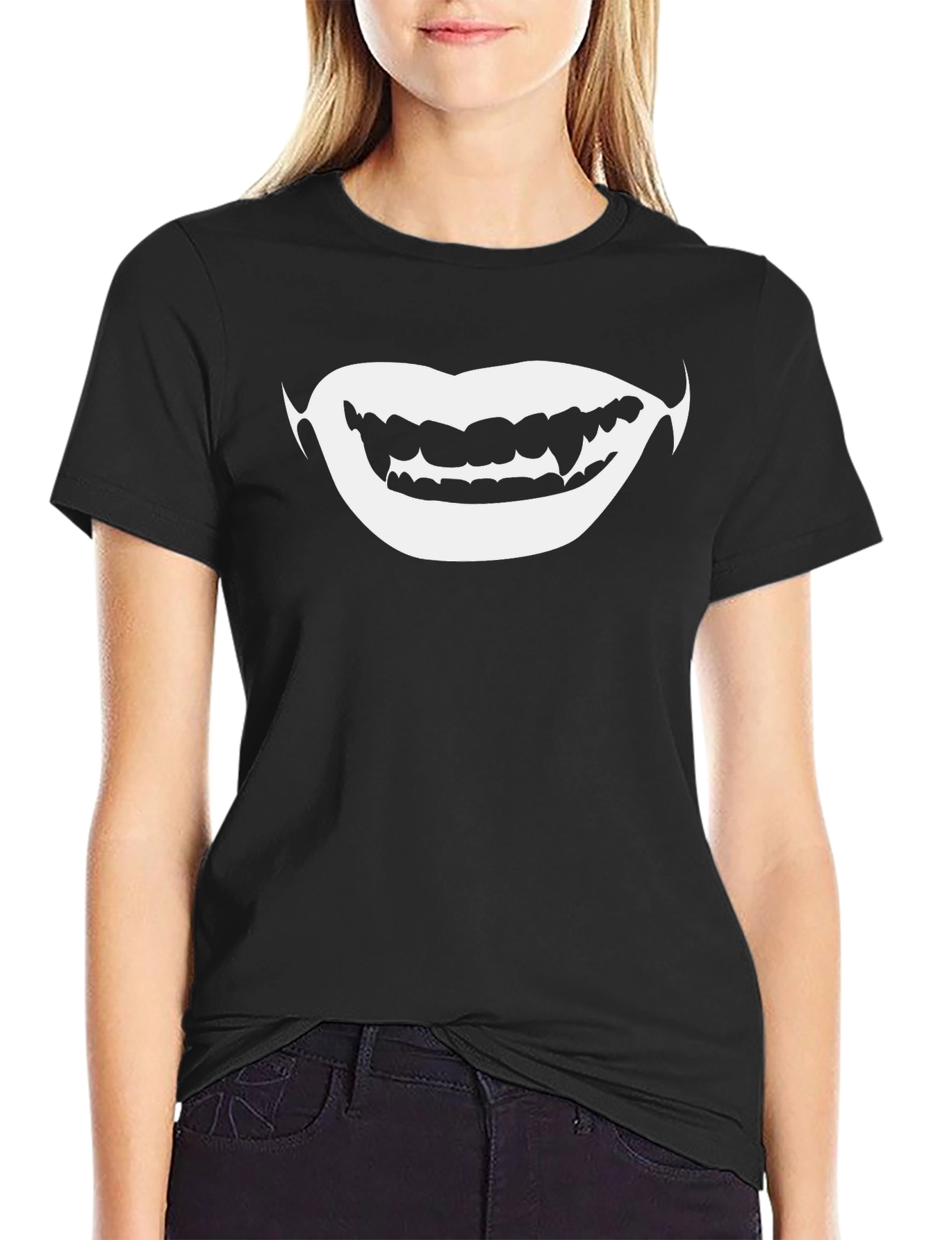 Vampire Grin Graphic Tee - Spooky Season Shirt