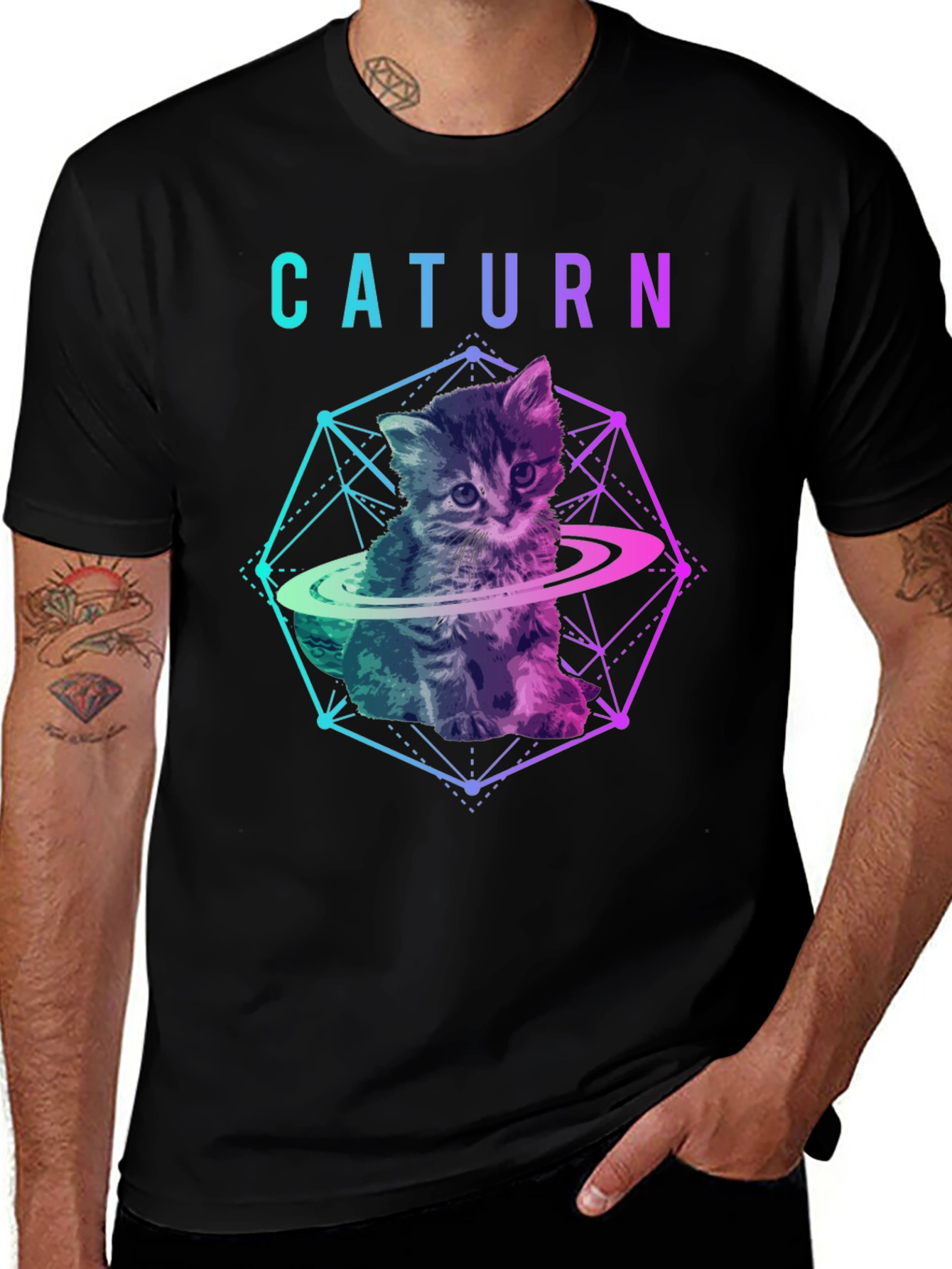 Caturrn Cat T-Shirt - Cute Kitten Saturn Design