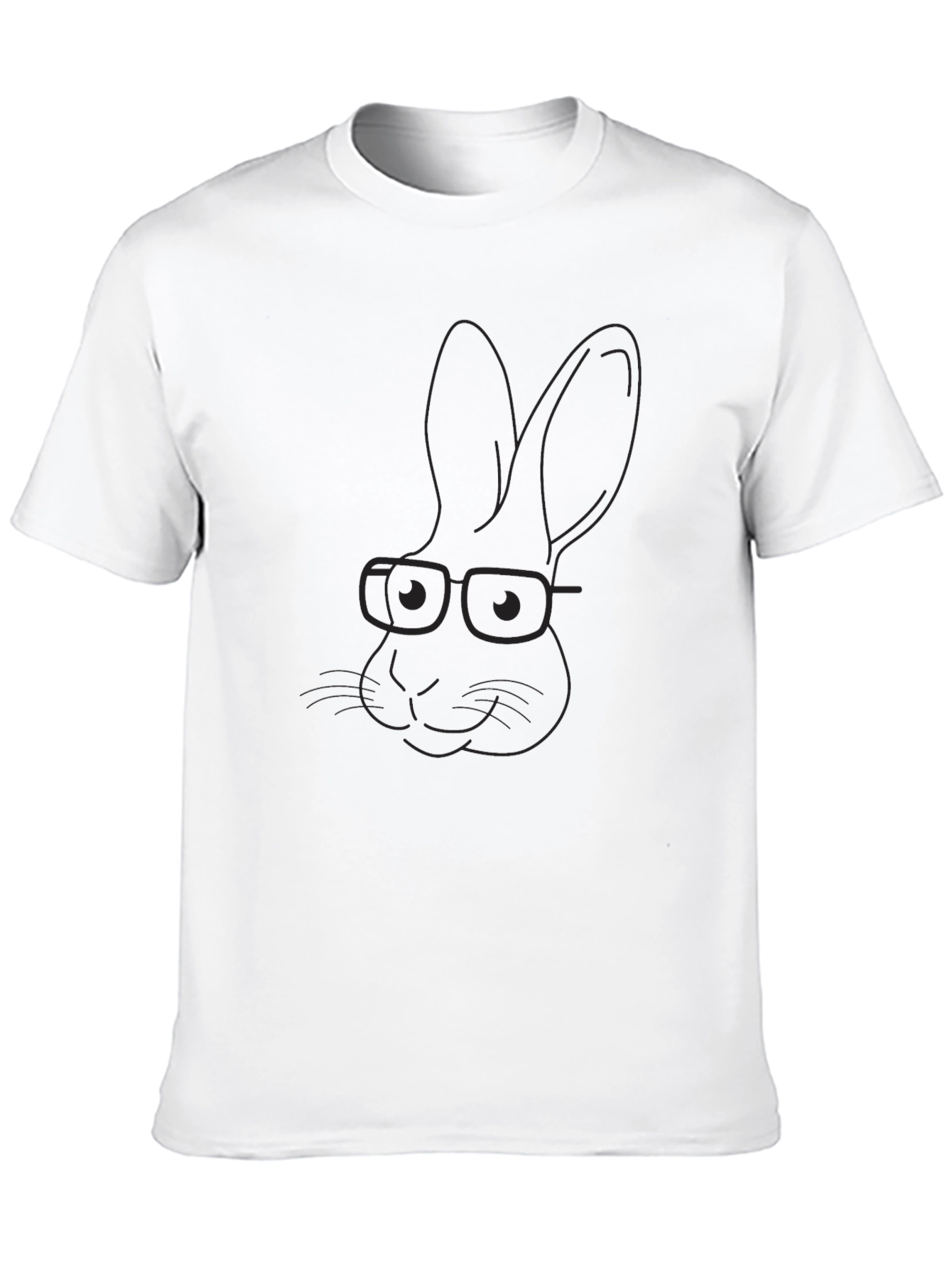 Black T-Shirt with Rabbit Wearing Glasses Graphic