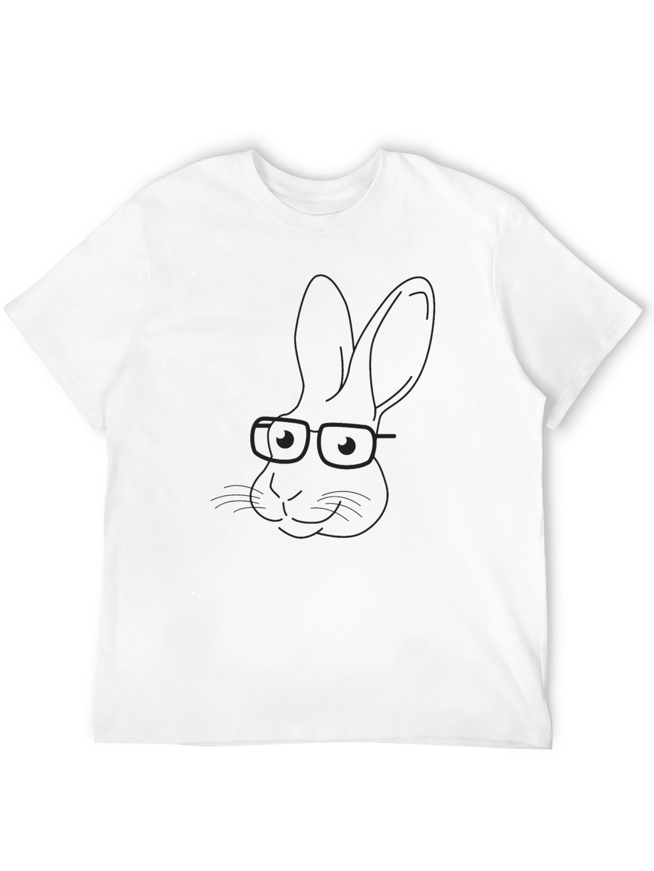 Black T-Shirt with Rabbit Wearing Glasses Graphic