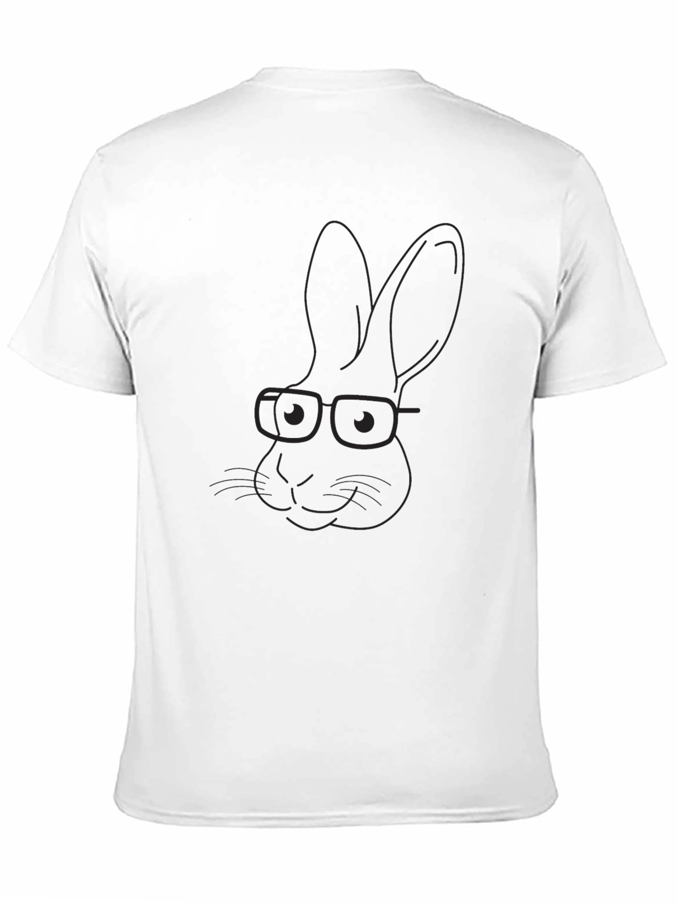 Black T-Shirt with Rabbit Wearing Glasses Graphic