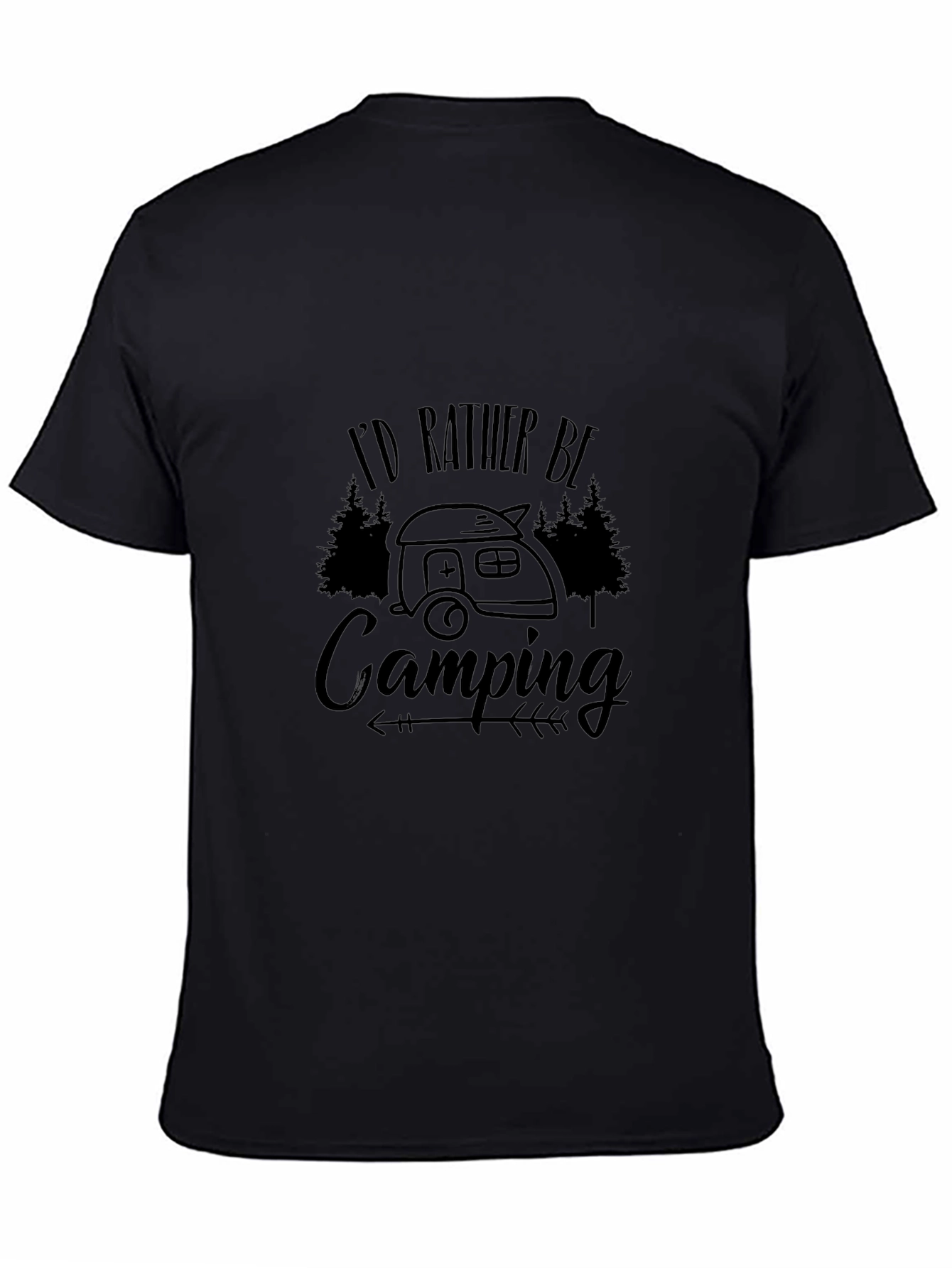 Id Rather Be Camping Black Graphic T-Shirt