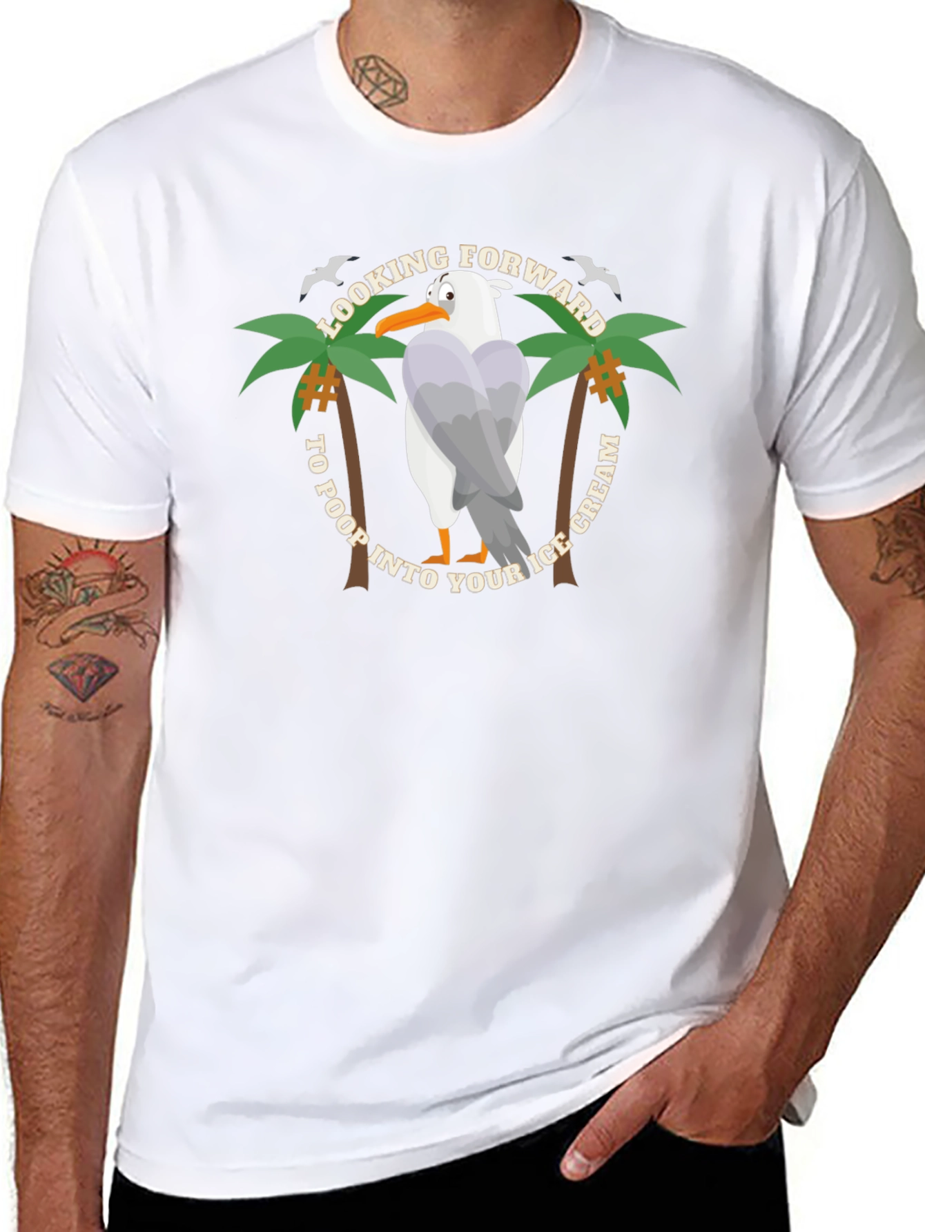 Humorous Looking Forward Seagull Graphic Tee