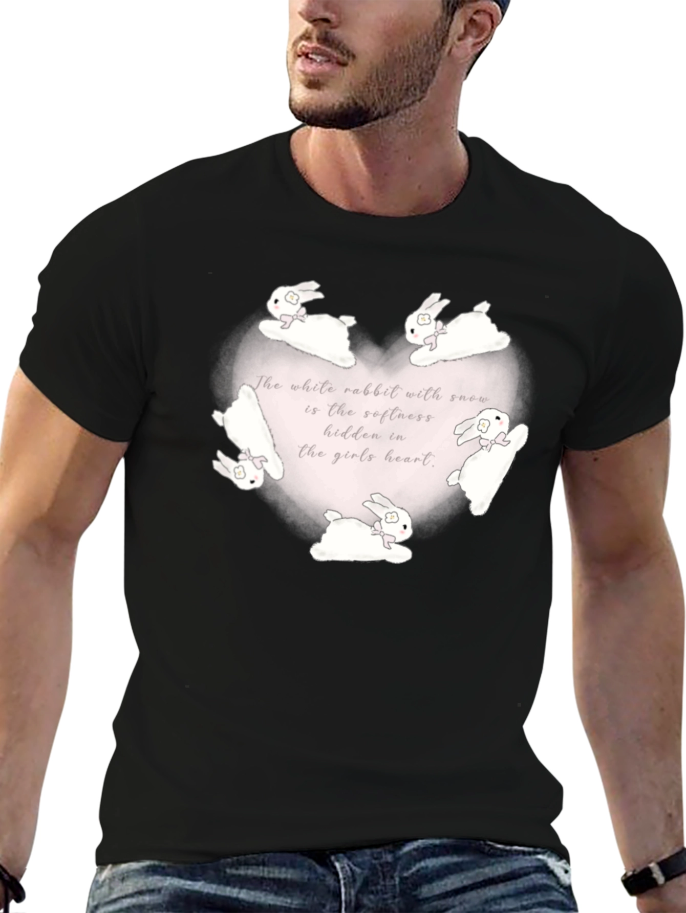 Rabbit Heart Graphic Tee - Soft & Sweet