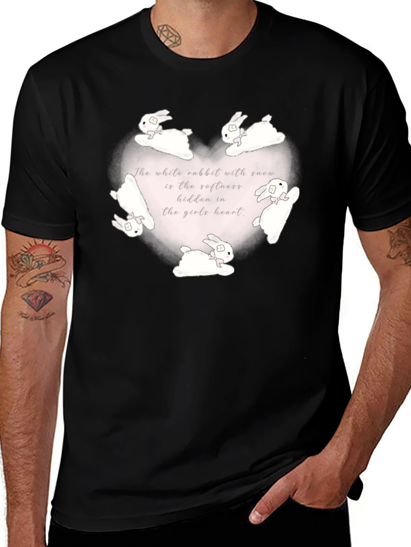 Rabbit Heart Graphic Tee - Soft & Sweet