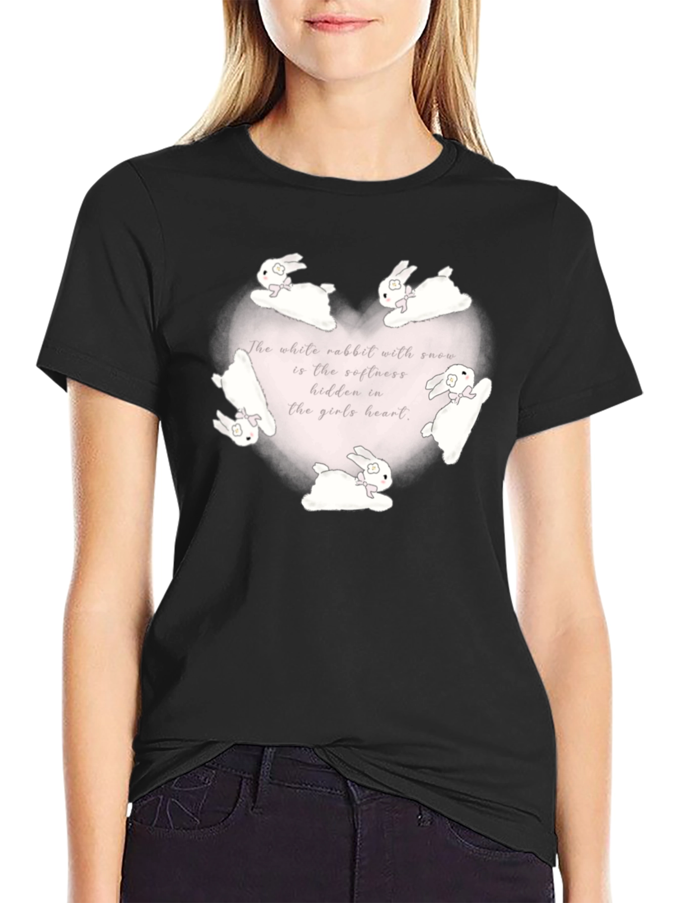Rabbit Heart Graphic Tee - Soft & Sweet