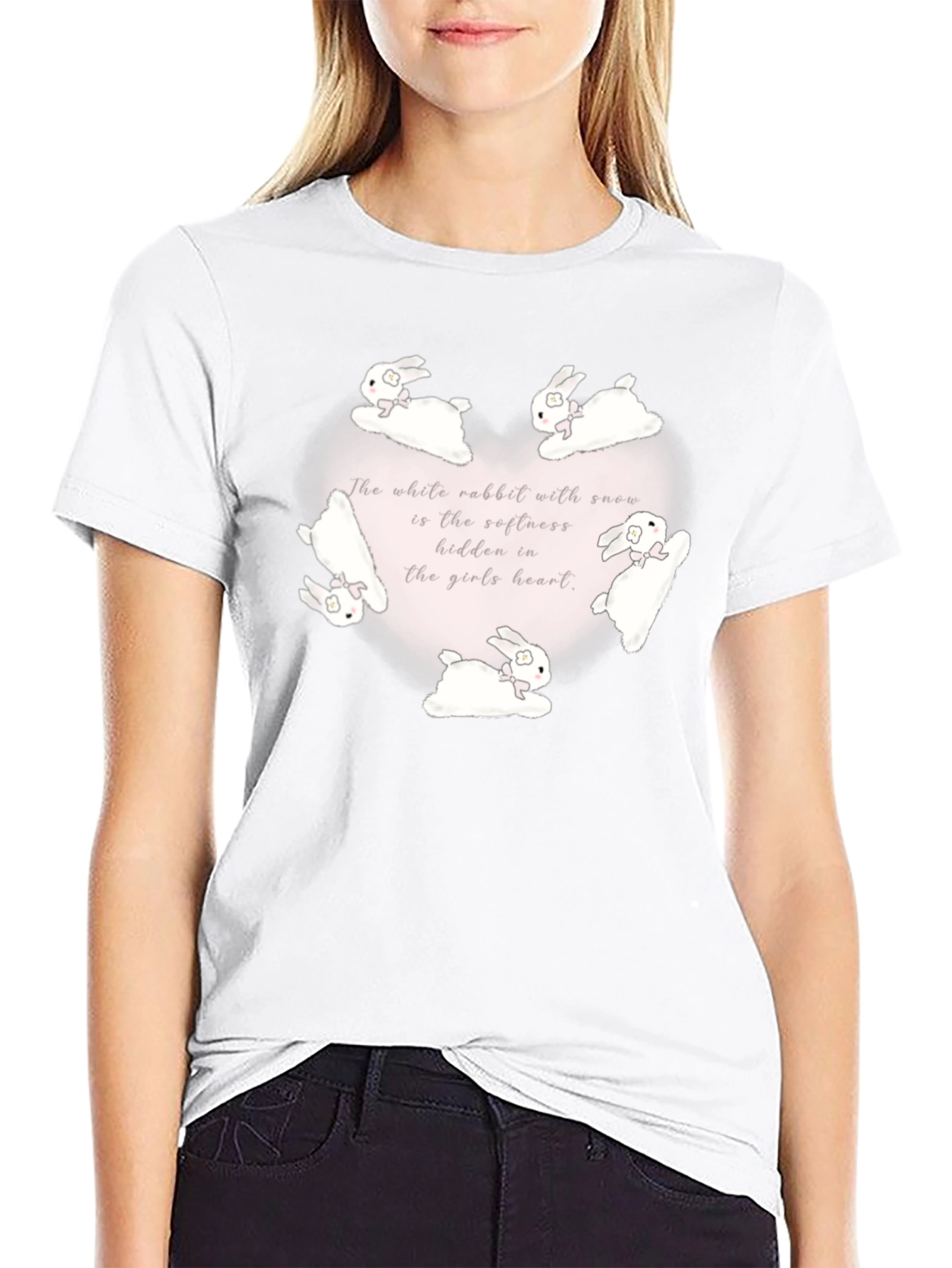 Rabbit Heart Graphic Tee - Soft & Sweet