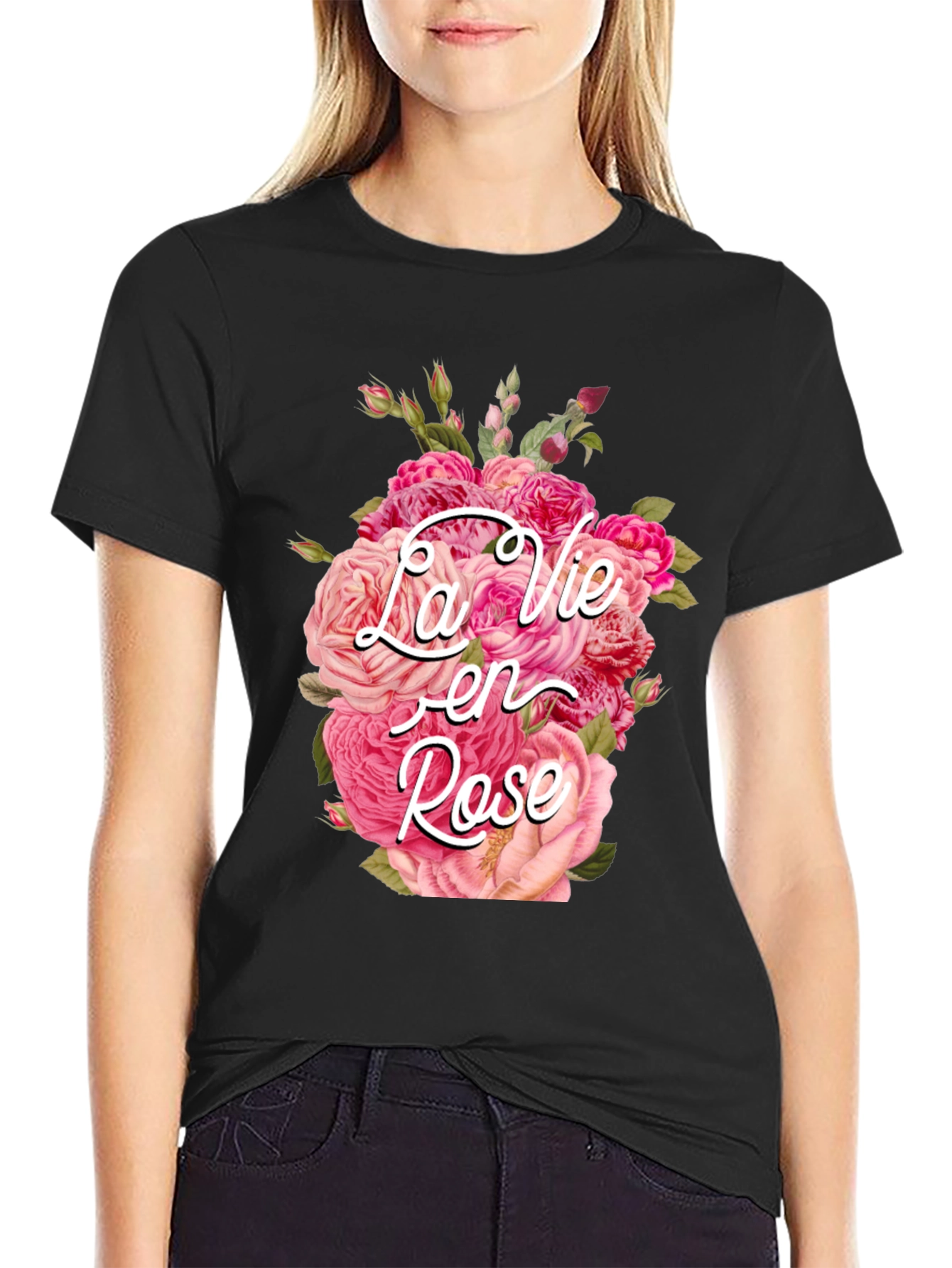 La Vie en Rose Floral Graphic T-Shirt