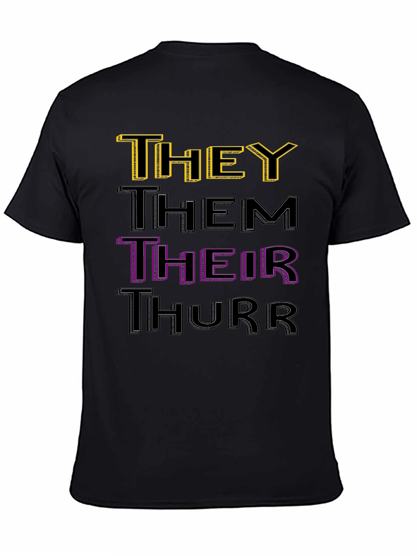 Pronoun T-Shirt: They Them Their Thurr - Black