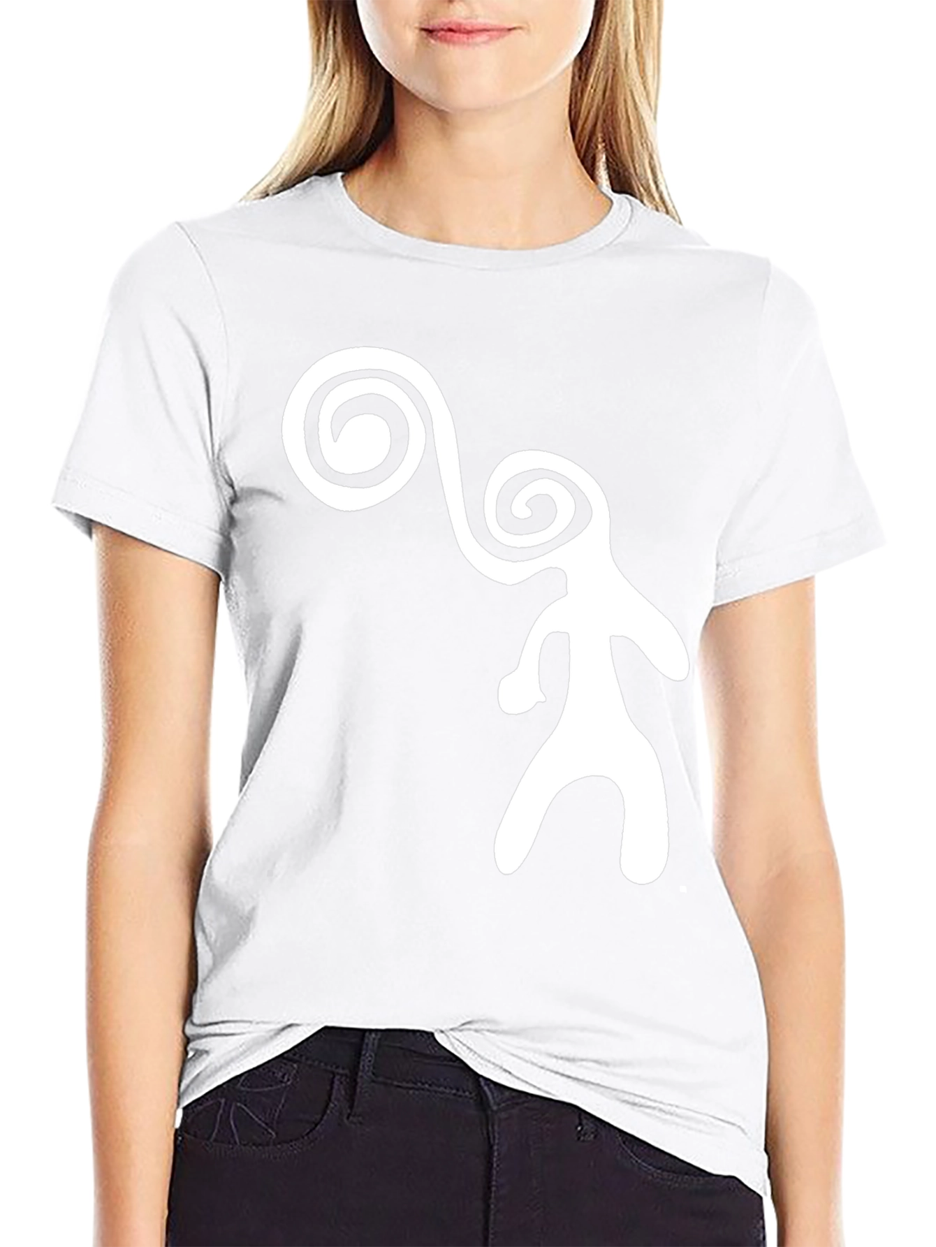 Abstract Figure Graphic Print Black T-Shirt