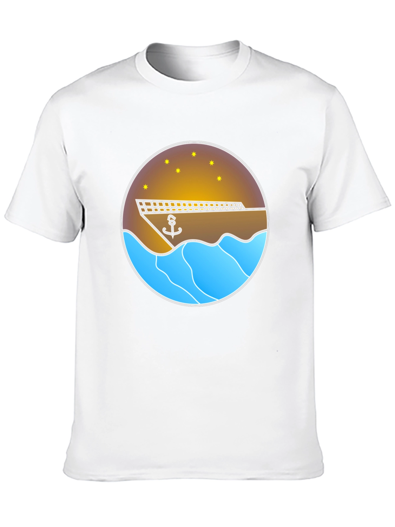 Nautical Anchor & Ship Graphic Tee - Black