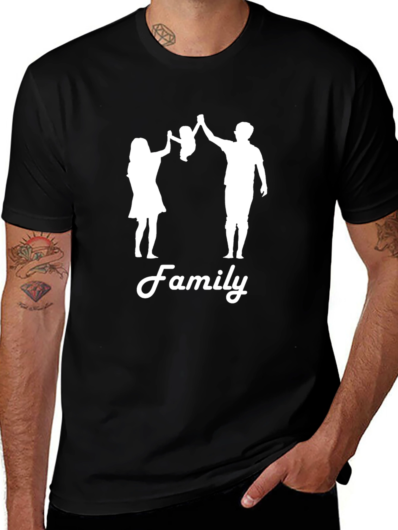 Family Silhouette Graphic Tee - Black
