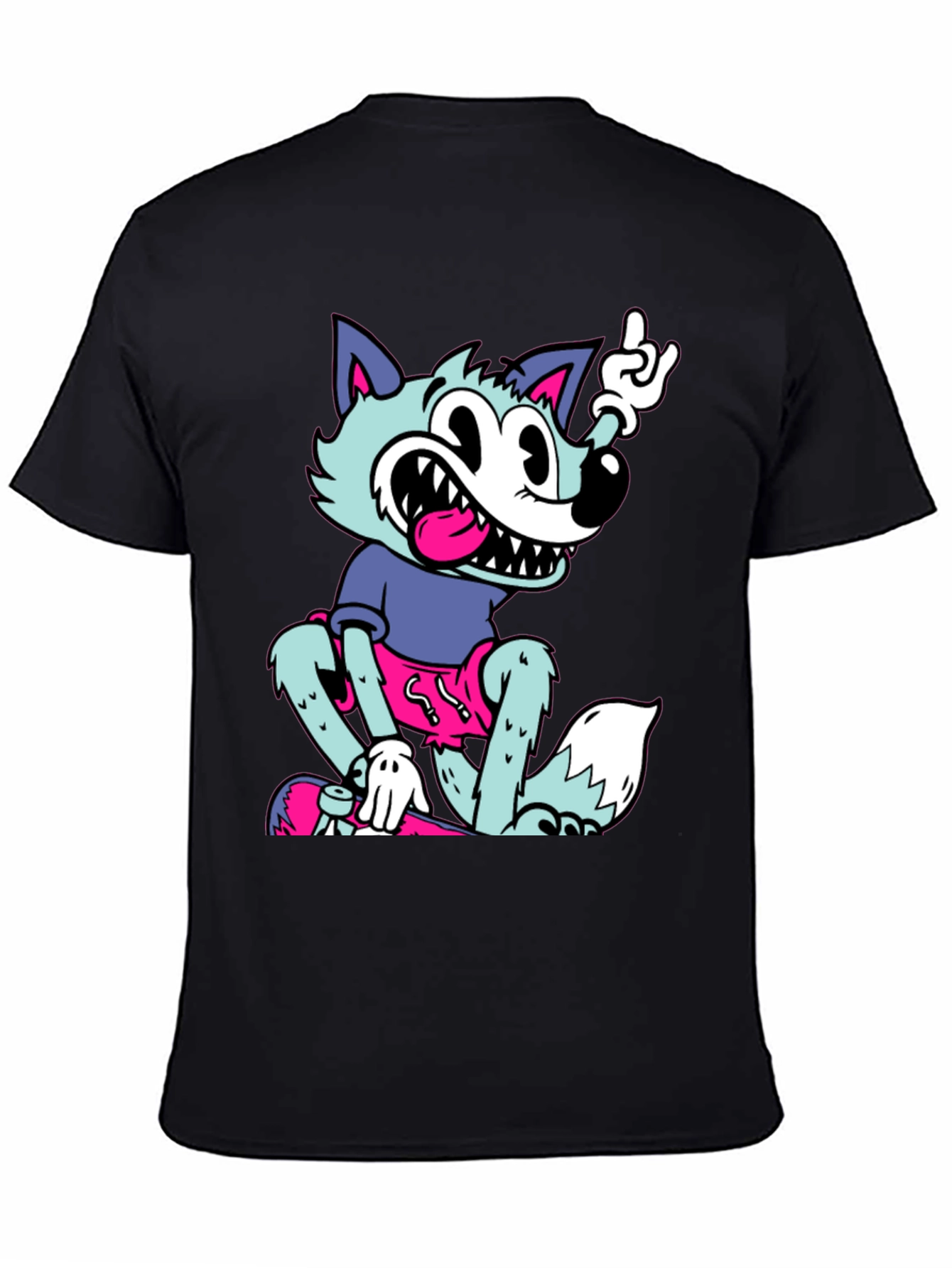 Cartoon Wolf Graphic Tee - Rock On Style