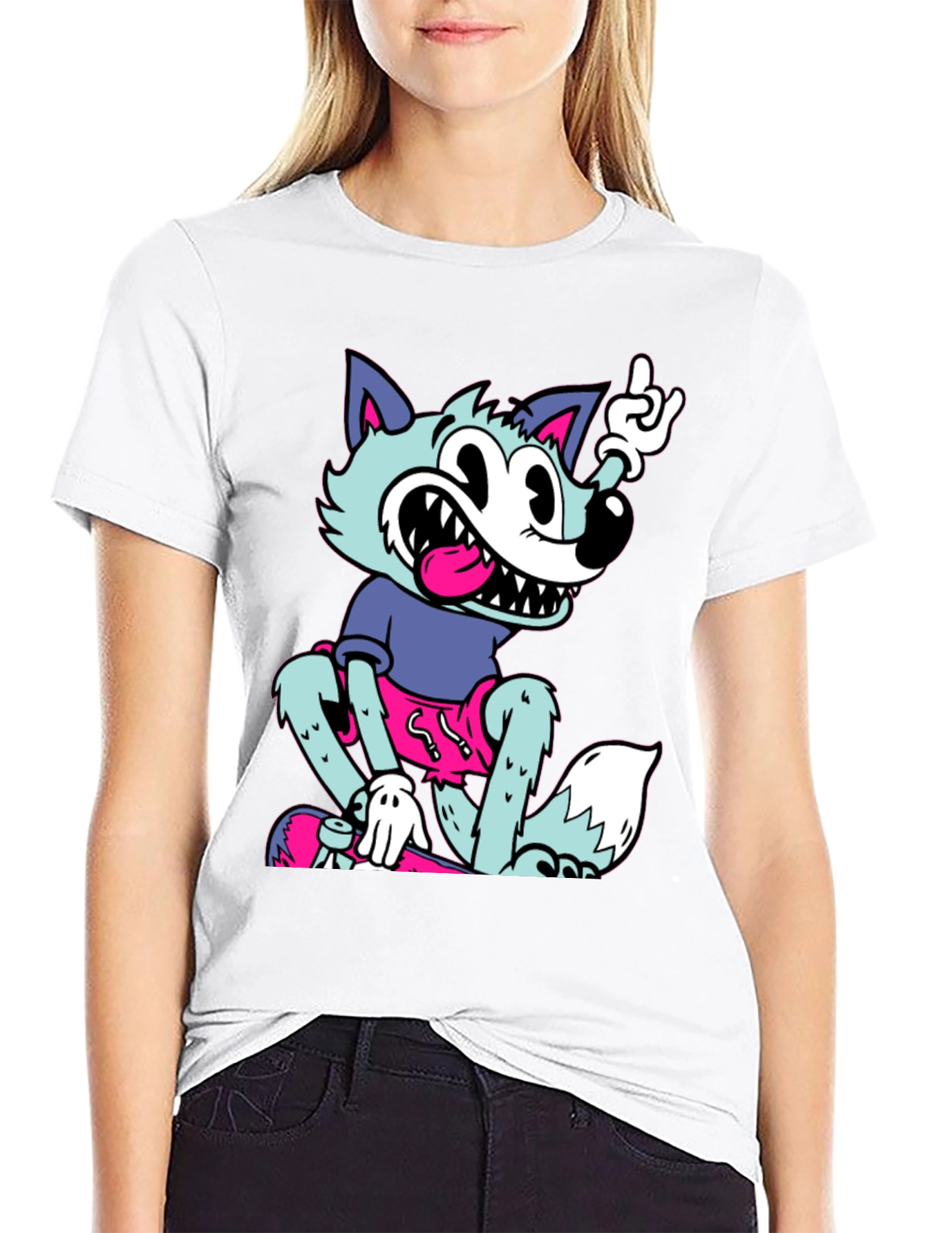 Cartoon Wolf Graphic Tee - Rock On Style