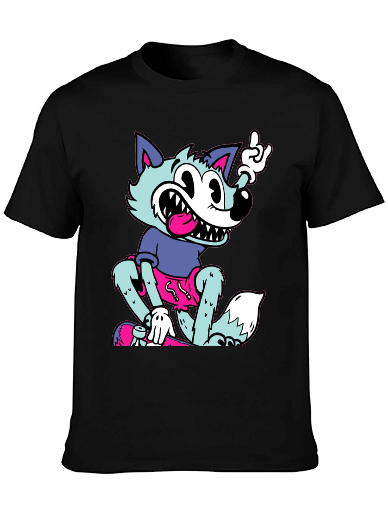 Cartoon Wolf Graphic Tee - Rock On Style