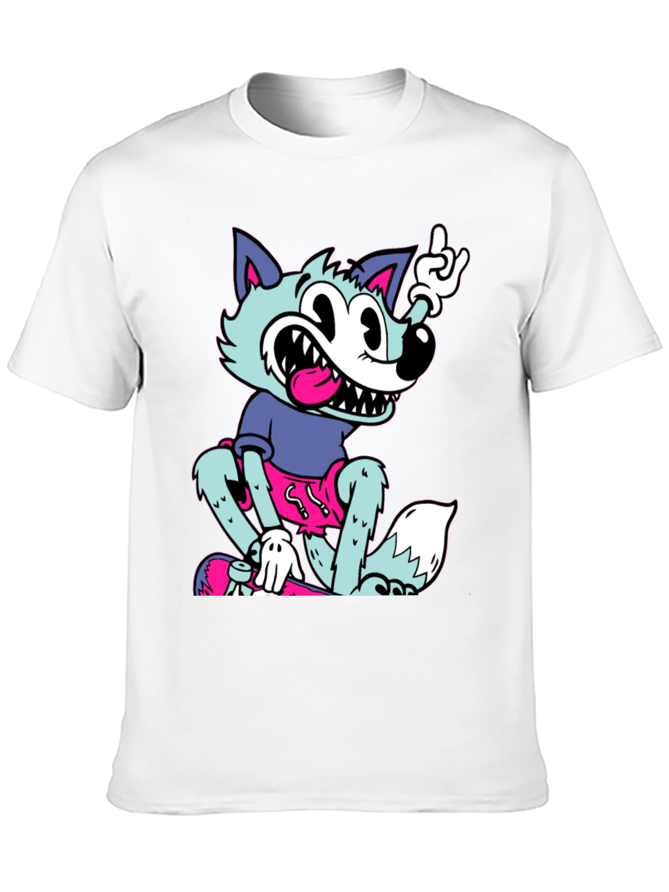 Cartoon Wolf Graphic Tee - Rock On Style