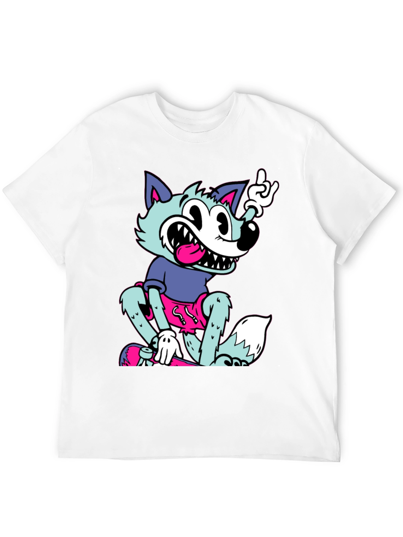 Cartoon Wolf Graphic Tee - Rock On Style