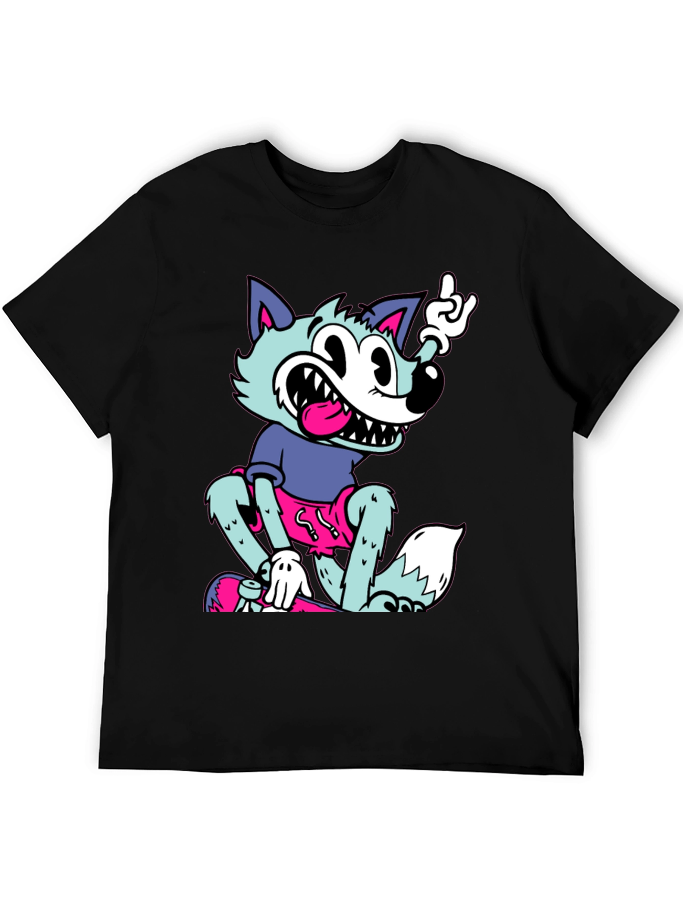 Cartoon Wolf Graphic Tee - Rock On Style