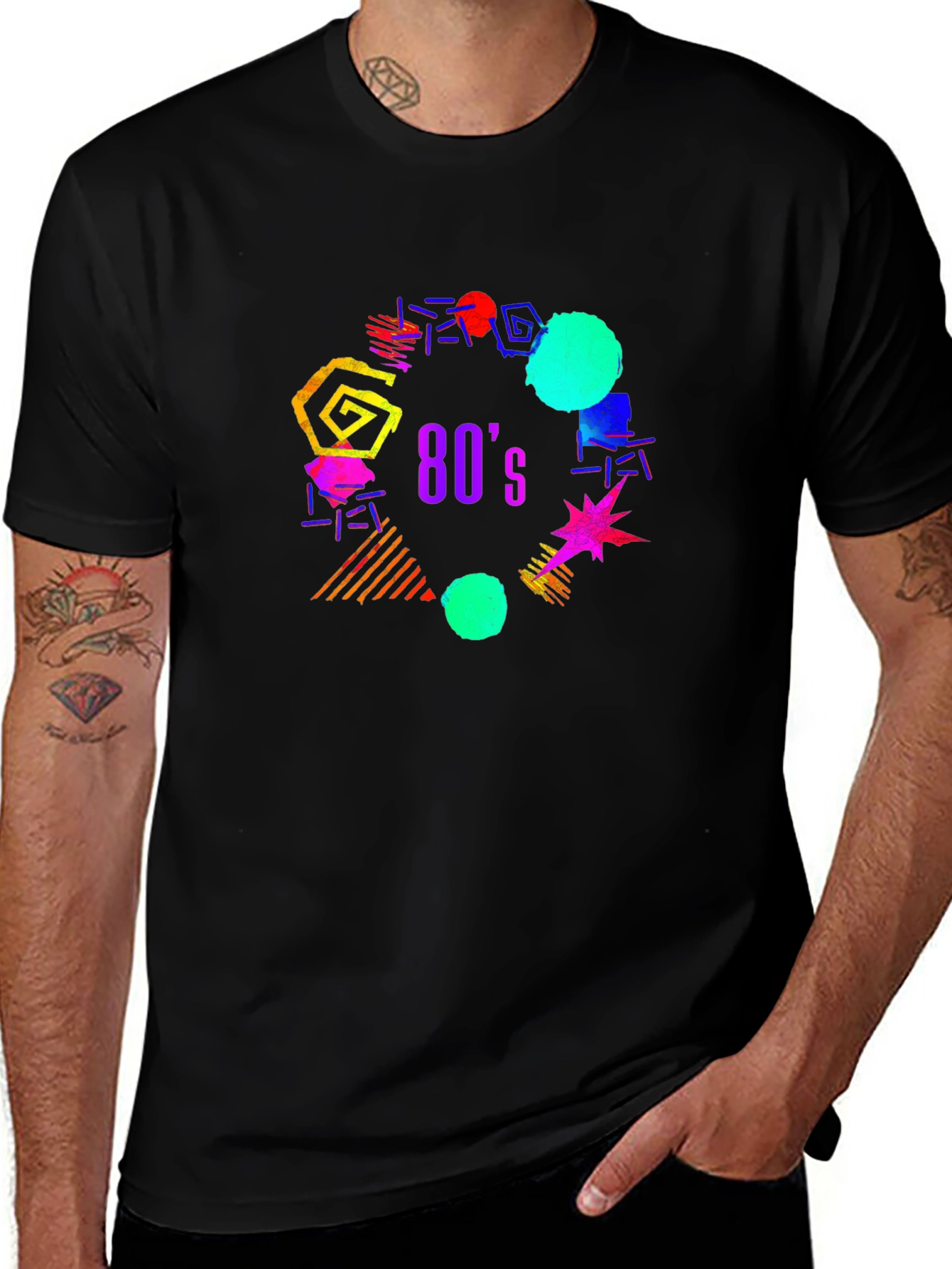 80s Retro Graphic T-Shirt - Black
