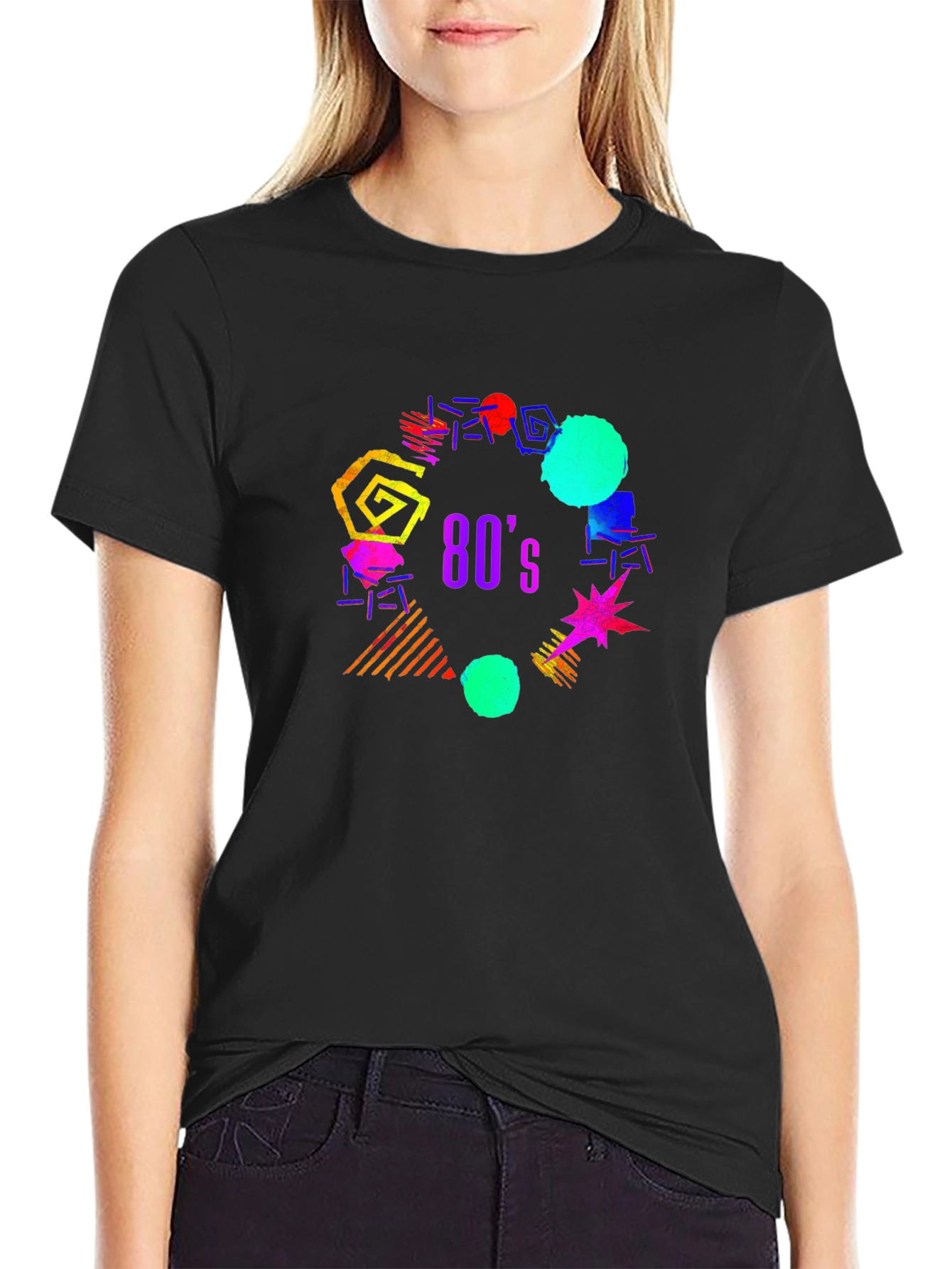80s Retro Graphic T-Shirt - Black