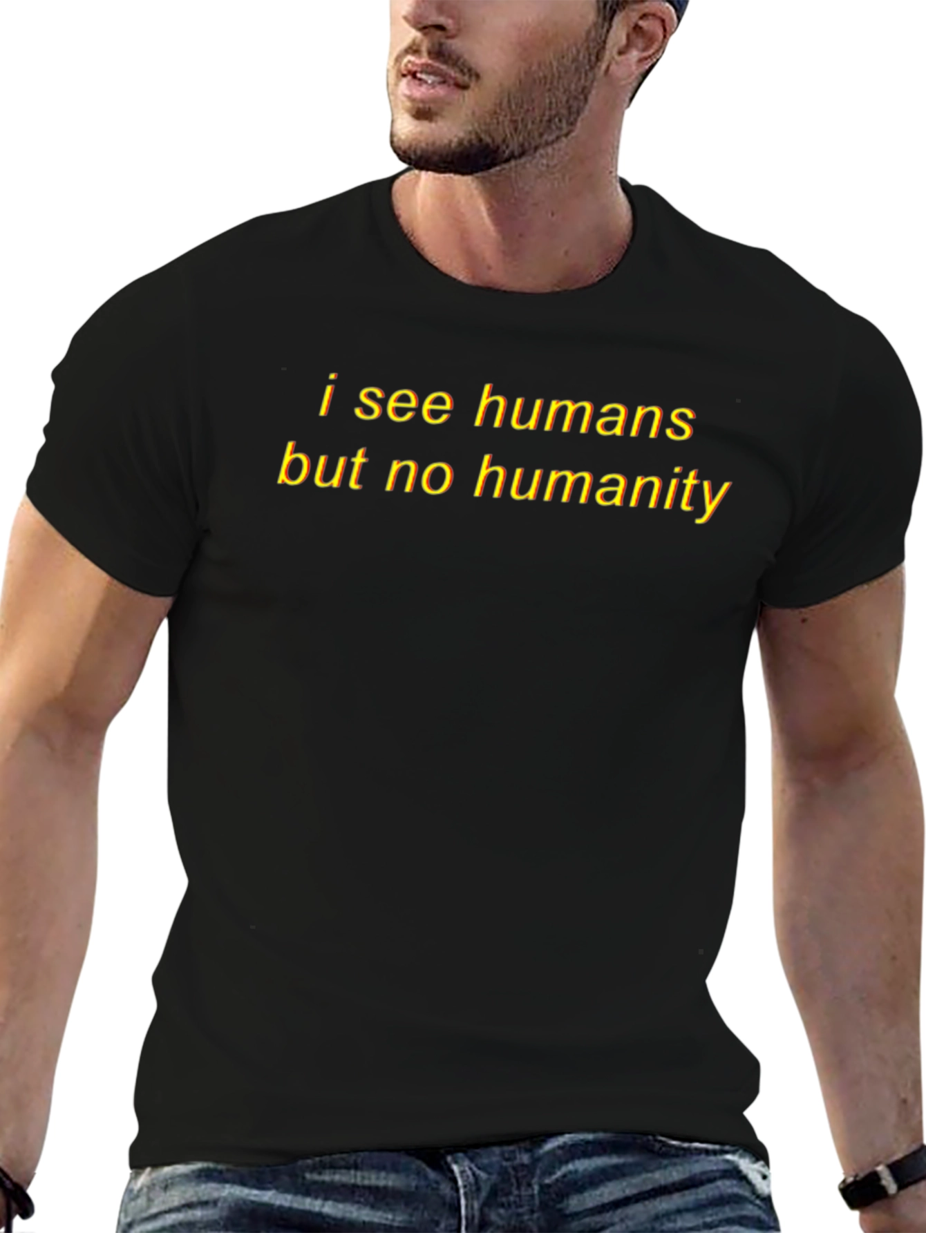 I See Humans Graphic Tee - Black Cotton