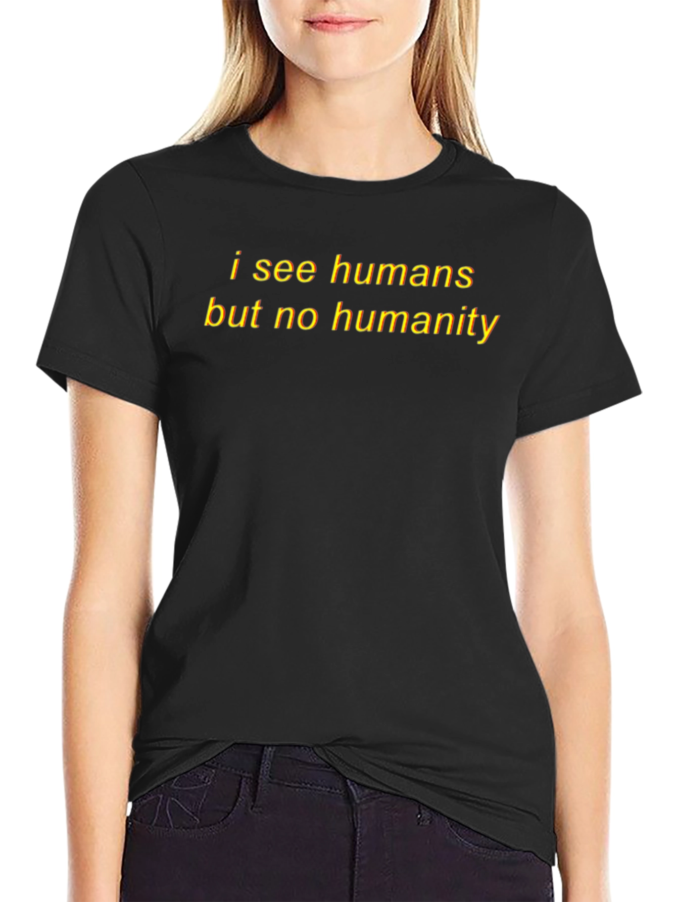 I See Humans Graphic Tee - Black Cotton
