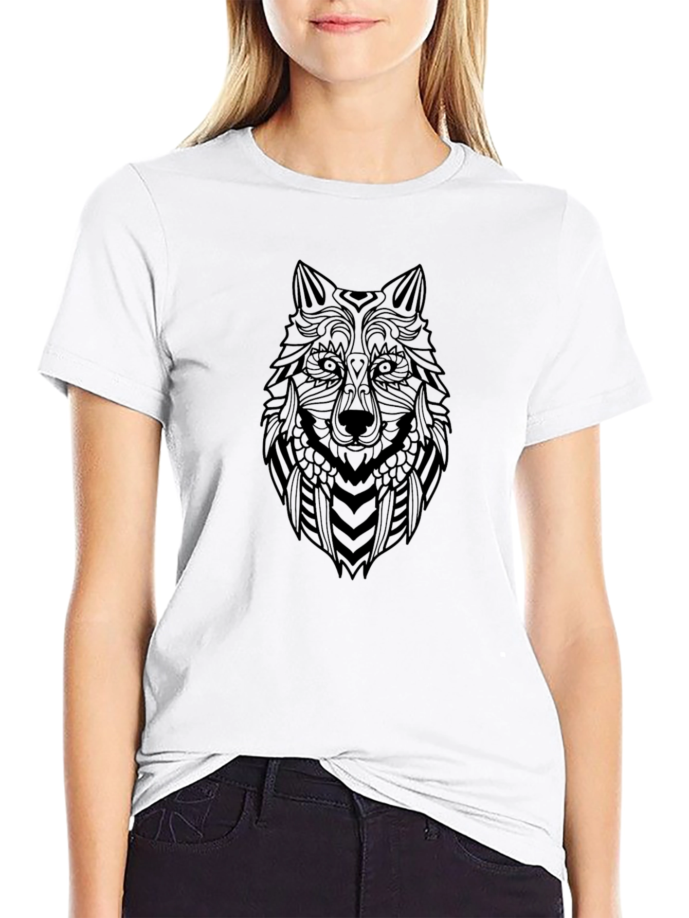 Wolf Head Graphic Black T-Shirt - Stylish Mens Tee