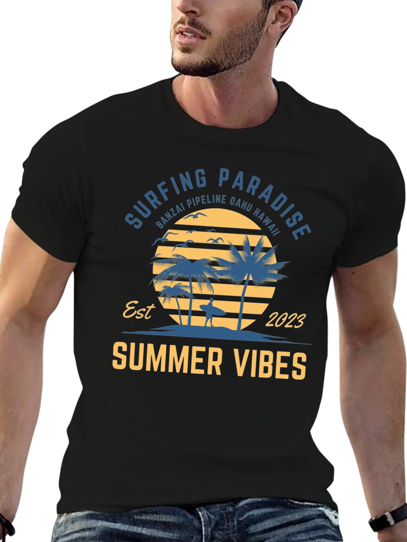 Surfing Paradise Summer Vibes Graphic T-Shirt