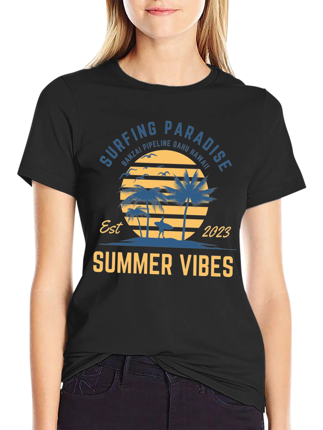 Surfing Paradise Summer Vibes Graphic T-Shirt