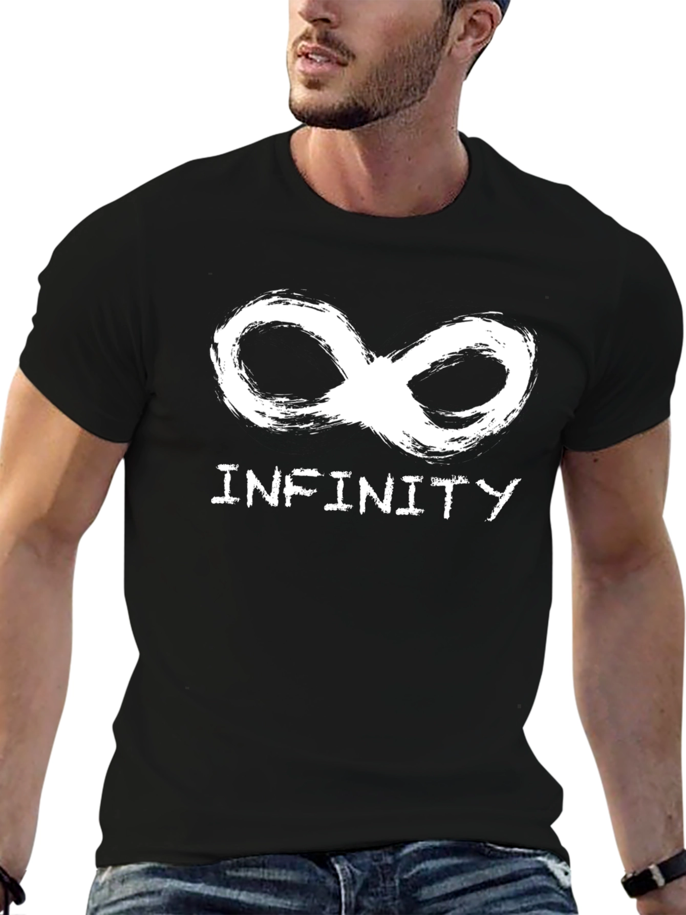 Infinity Symbol Graphic T-Shirt - Stylish Black Tee
