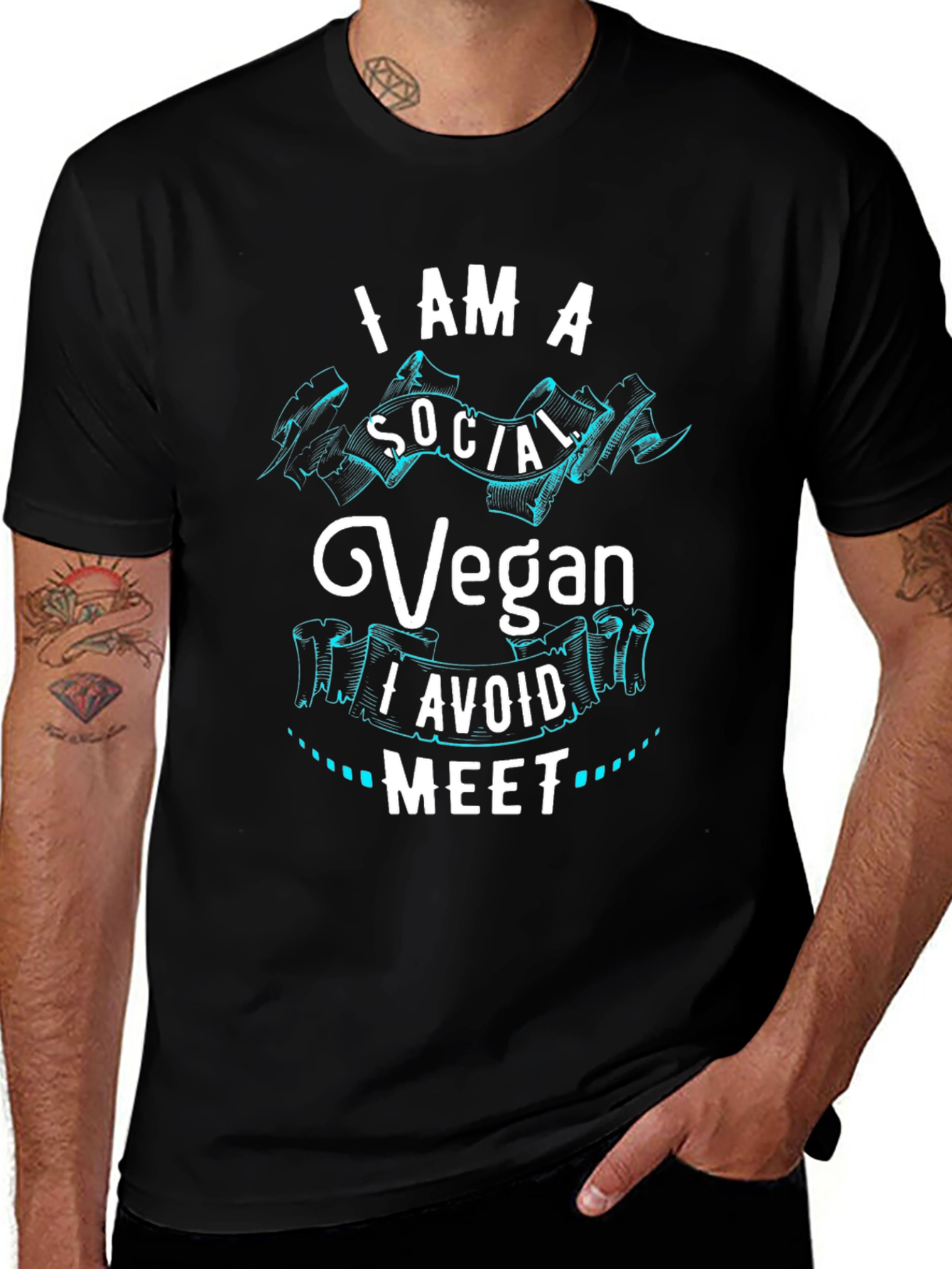 I Am A Social Vegan Graphic T-Shirt