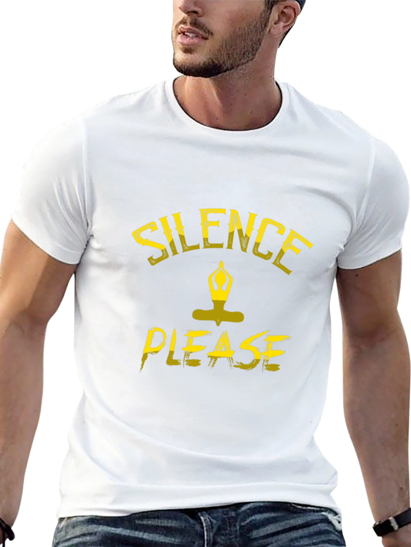 Silence Please Yoga Graphic Black T-Shirt