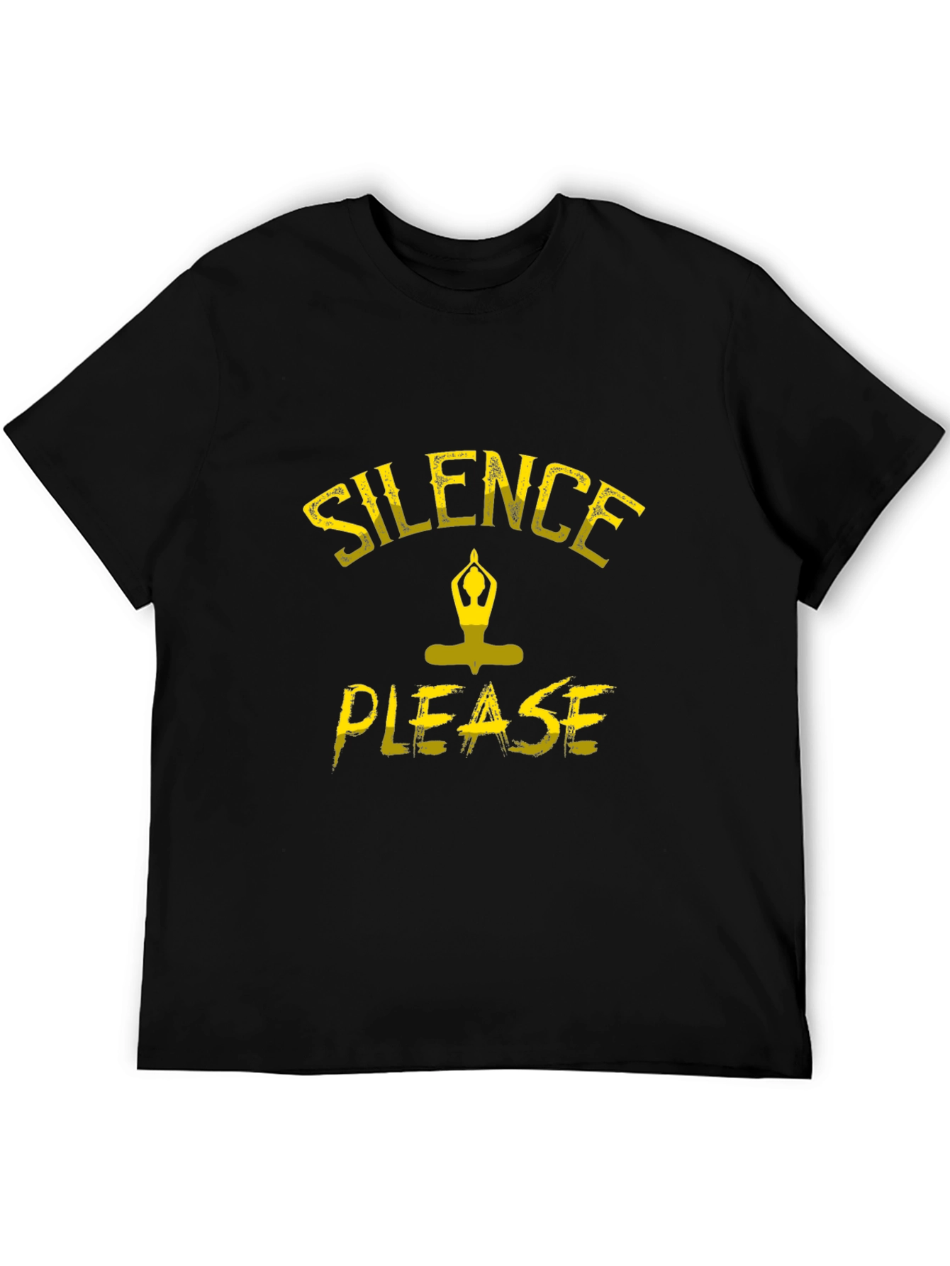Silence Please Yoga Graphic Black T-Shirt