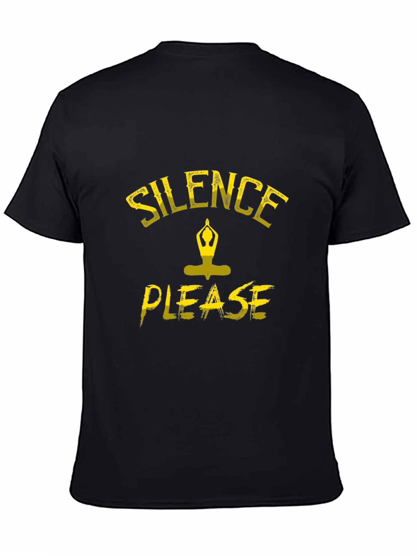 Silence Please Yoga Graphic Black T-Shirt