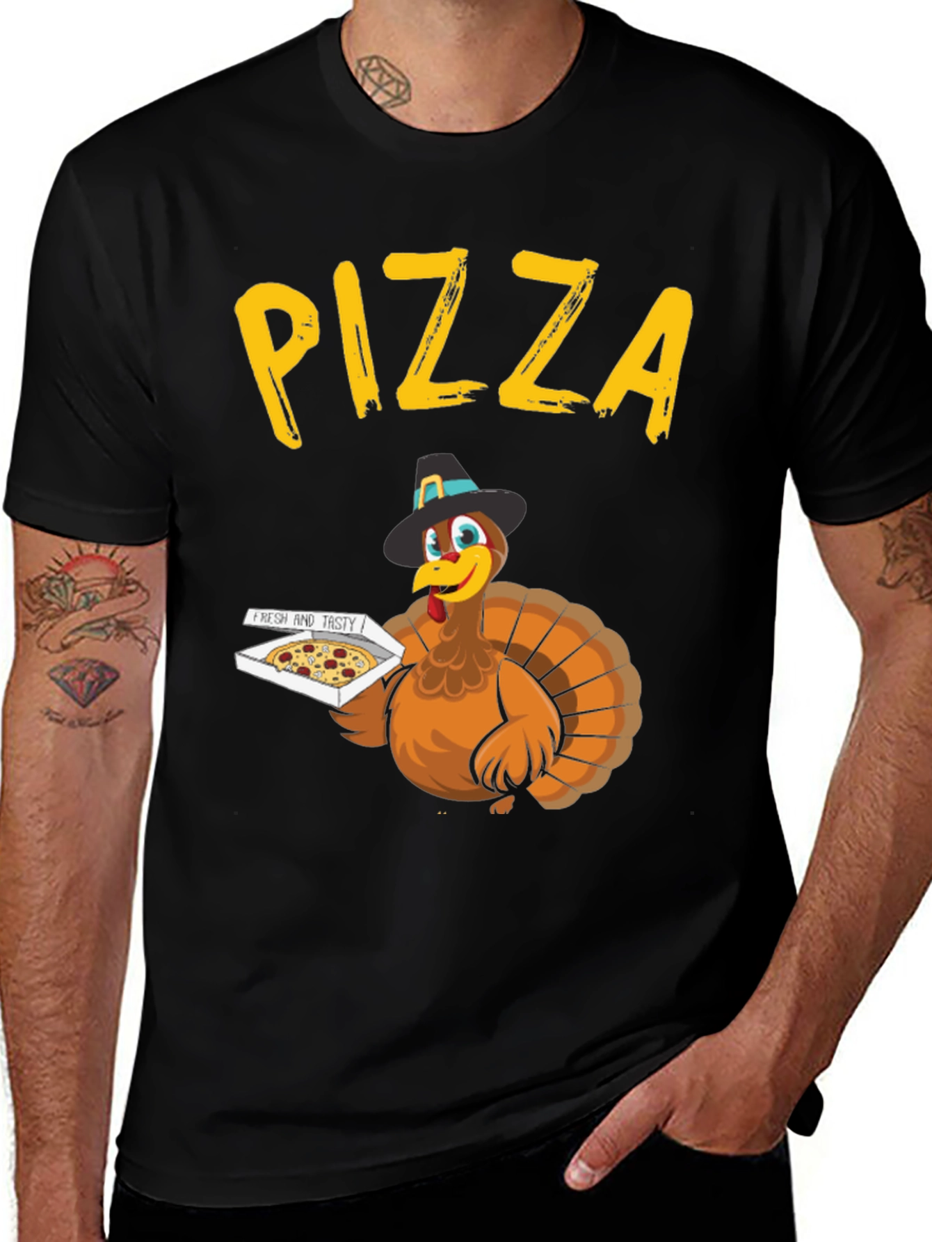 Thanksgiving Turkey Pizza T-Shirt - Novelty Holiday Tee