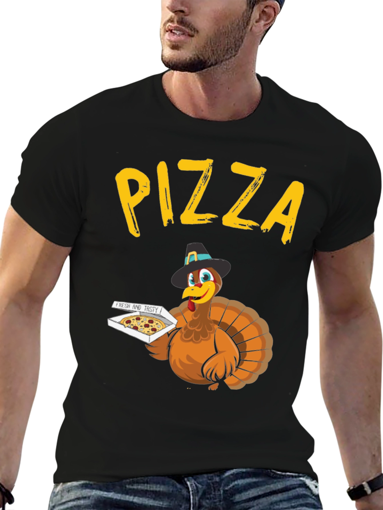 Thanksgiving Turkey Pizza T-Shirt - Novelty Holiday Tee