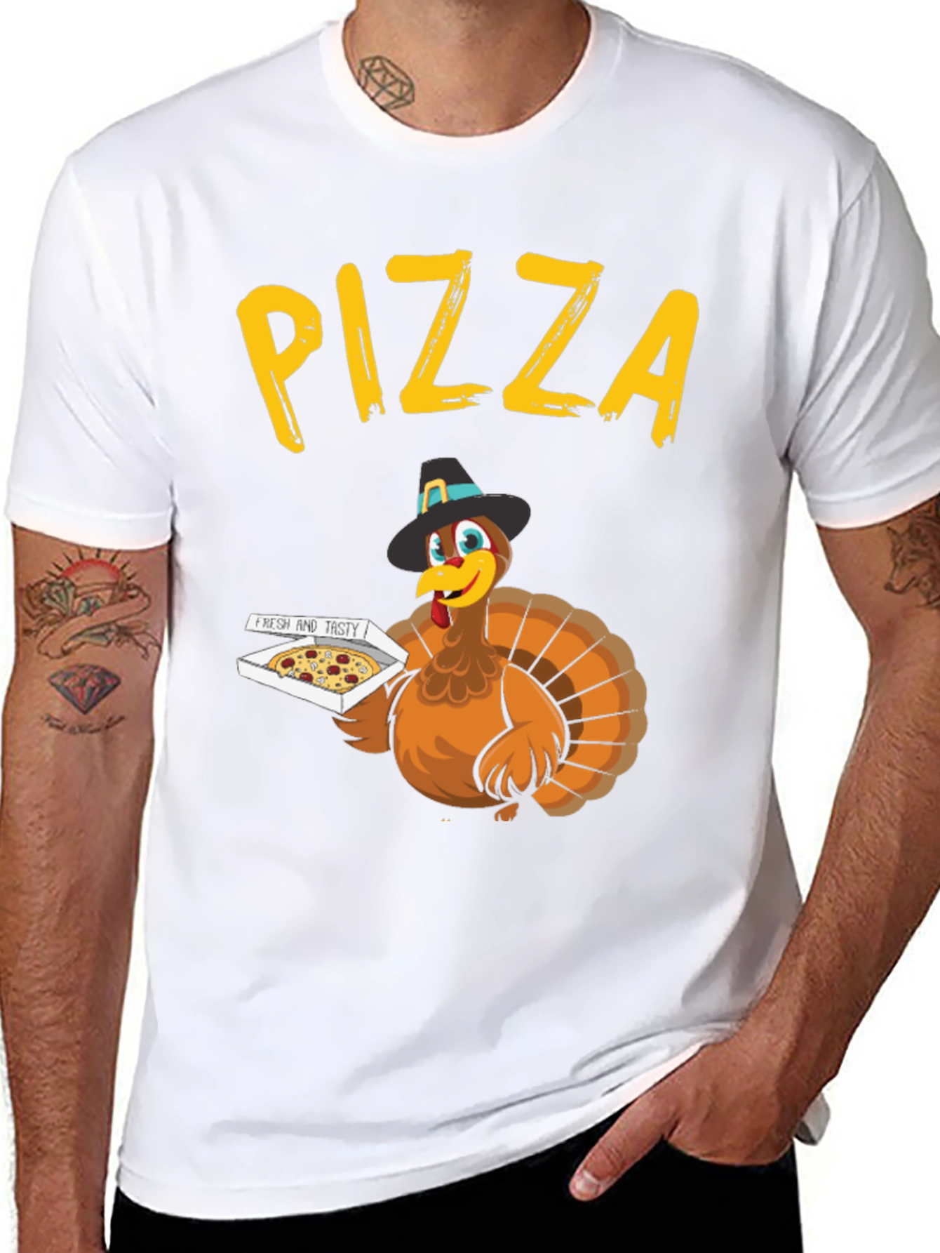 Thanksgiving Turkey Pizza T-Shirt - Novelty Holiday Tee