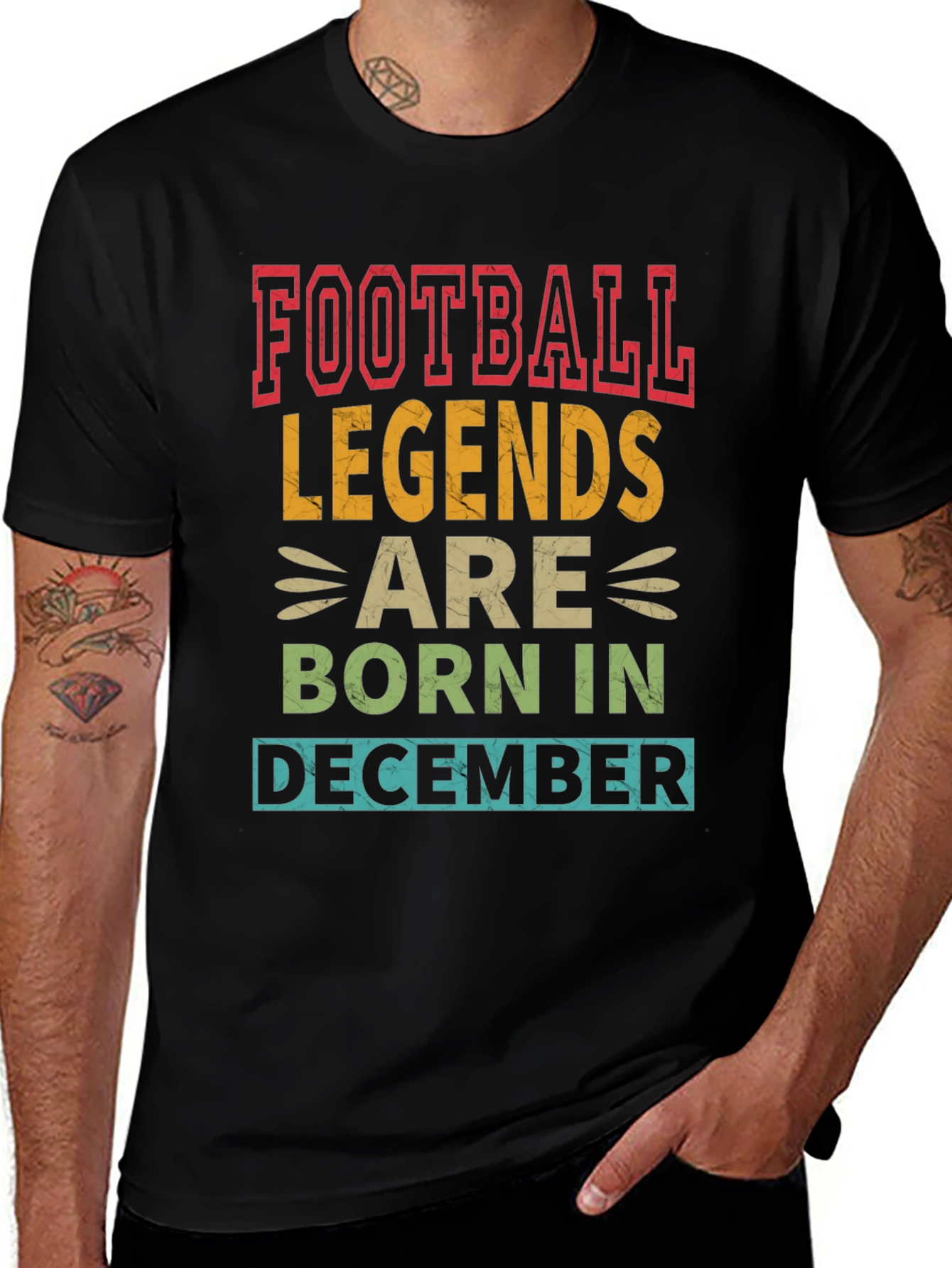 Football Legends Born in December Black T-Shirt